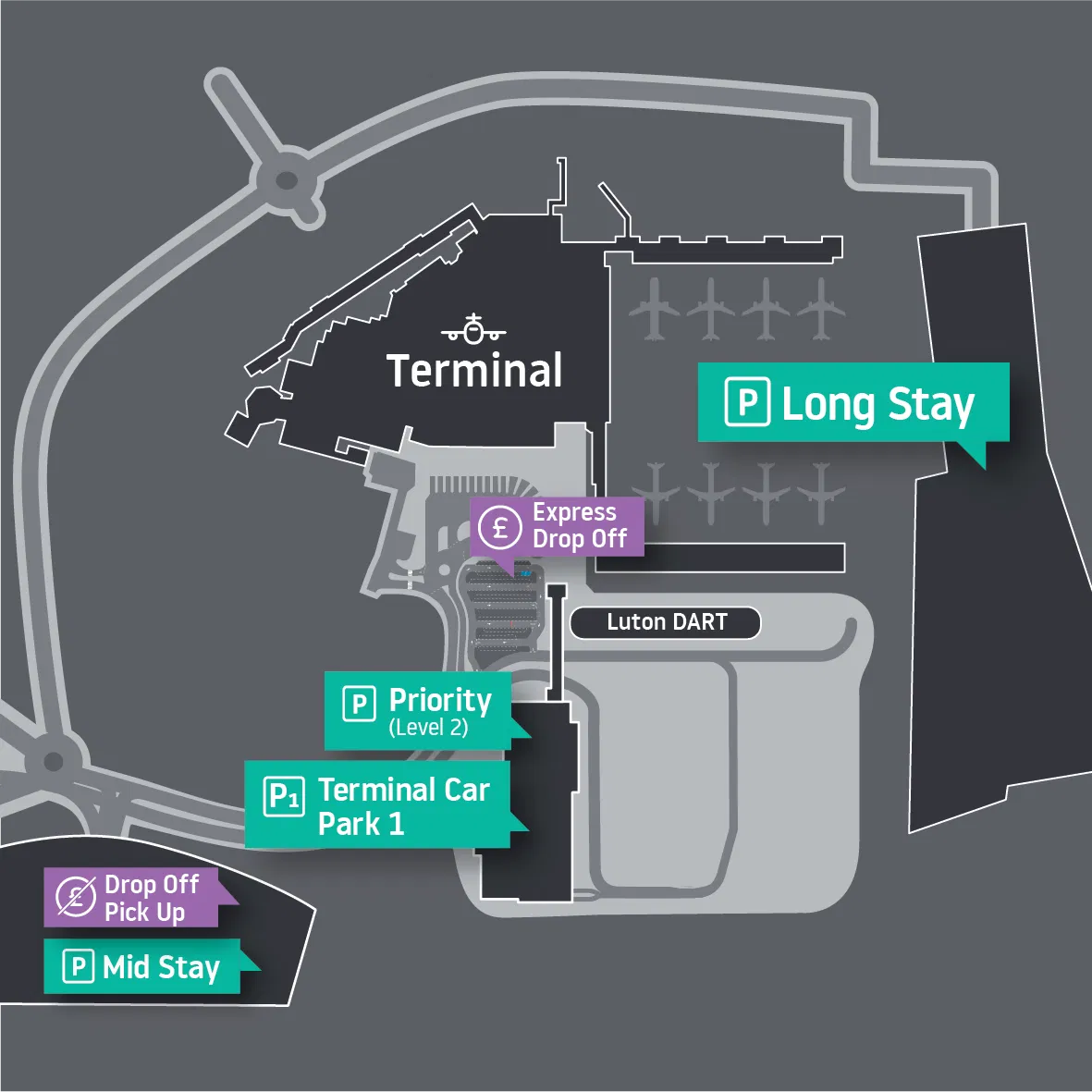 LTN Airport Terminal Parking Map 2024