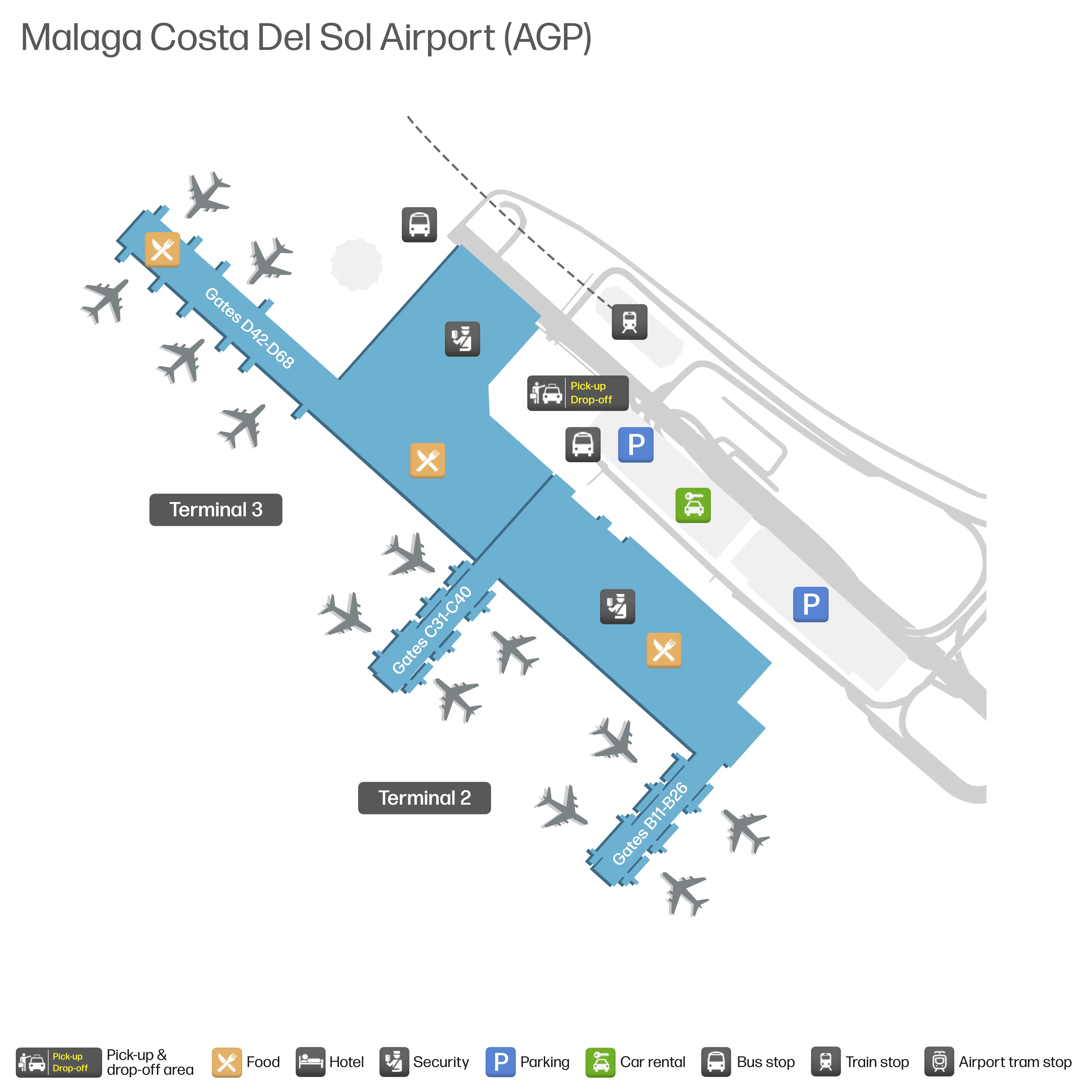 Málaga-Costa del Sol Airport Map 2025