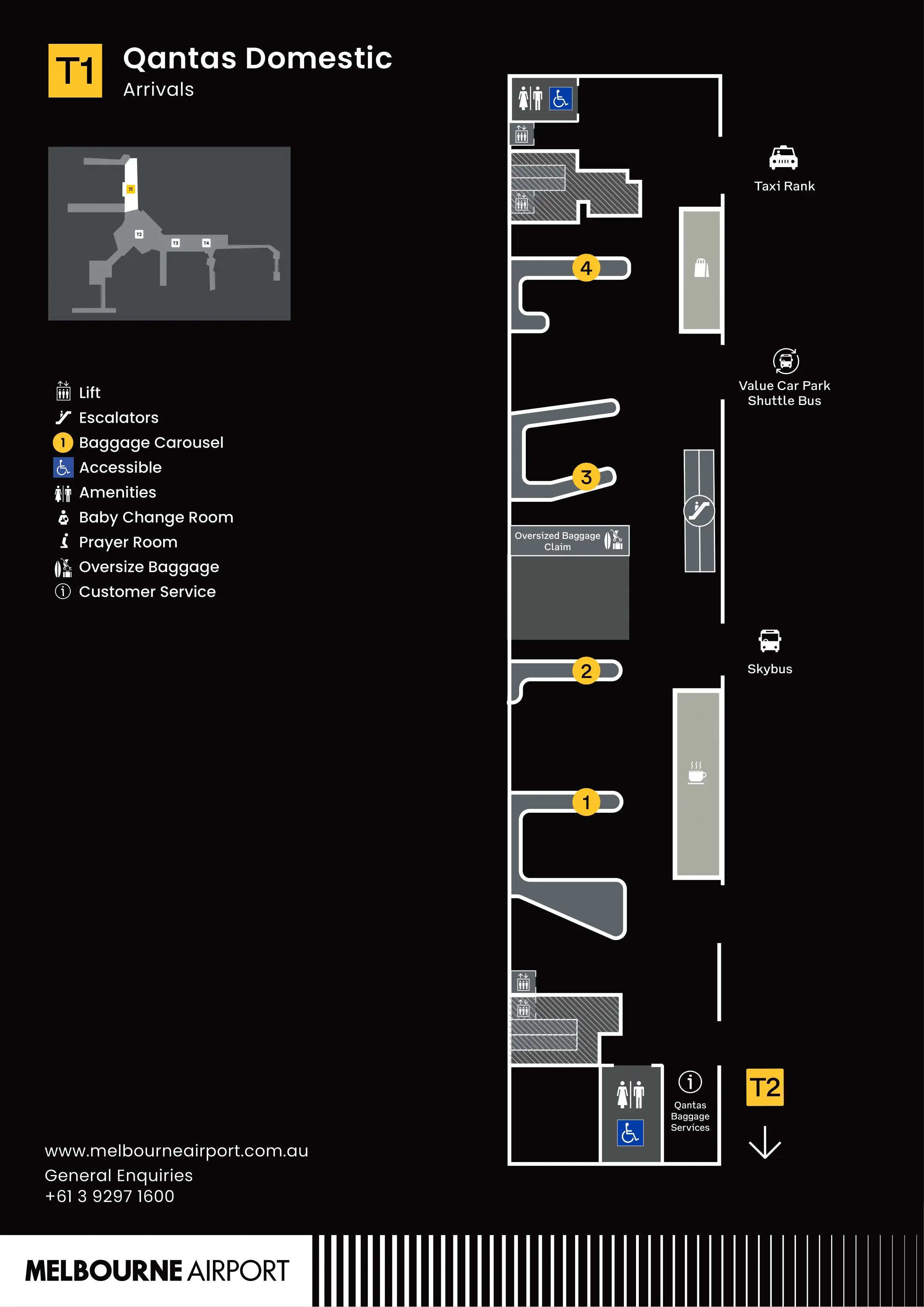 Melbourne Airport Terminal 1 Domestic Arrivals Ground Floor Map 2025