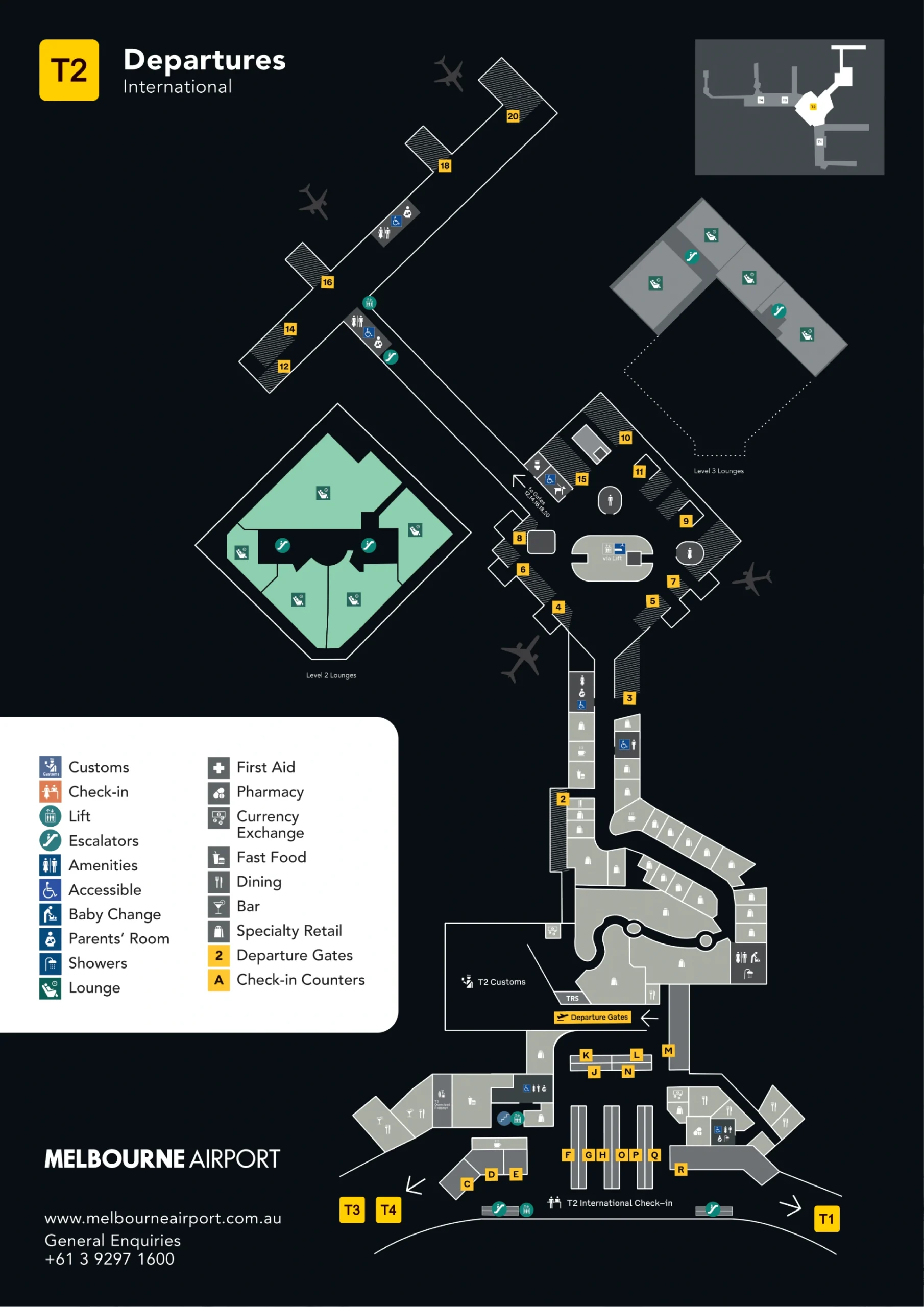 Melbourne Airport Terminal 2 International Departures Map 2025