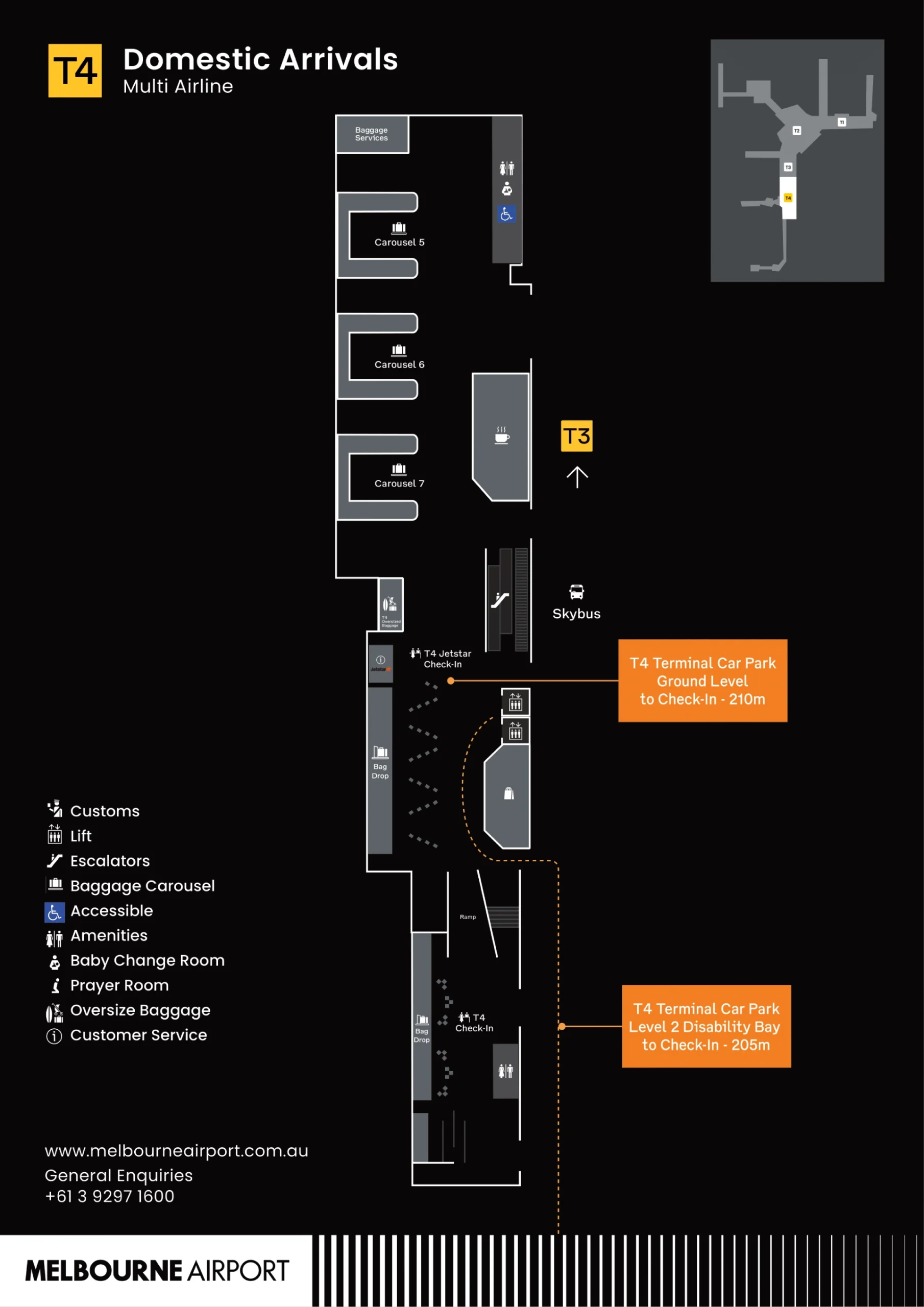 Melbourne Airport Terminal 4 Domestic Arrivals Map 2025