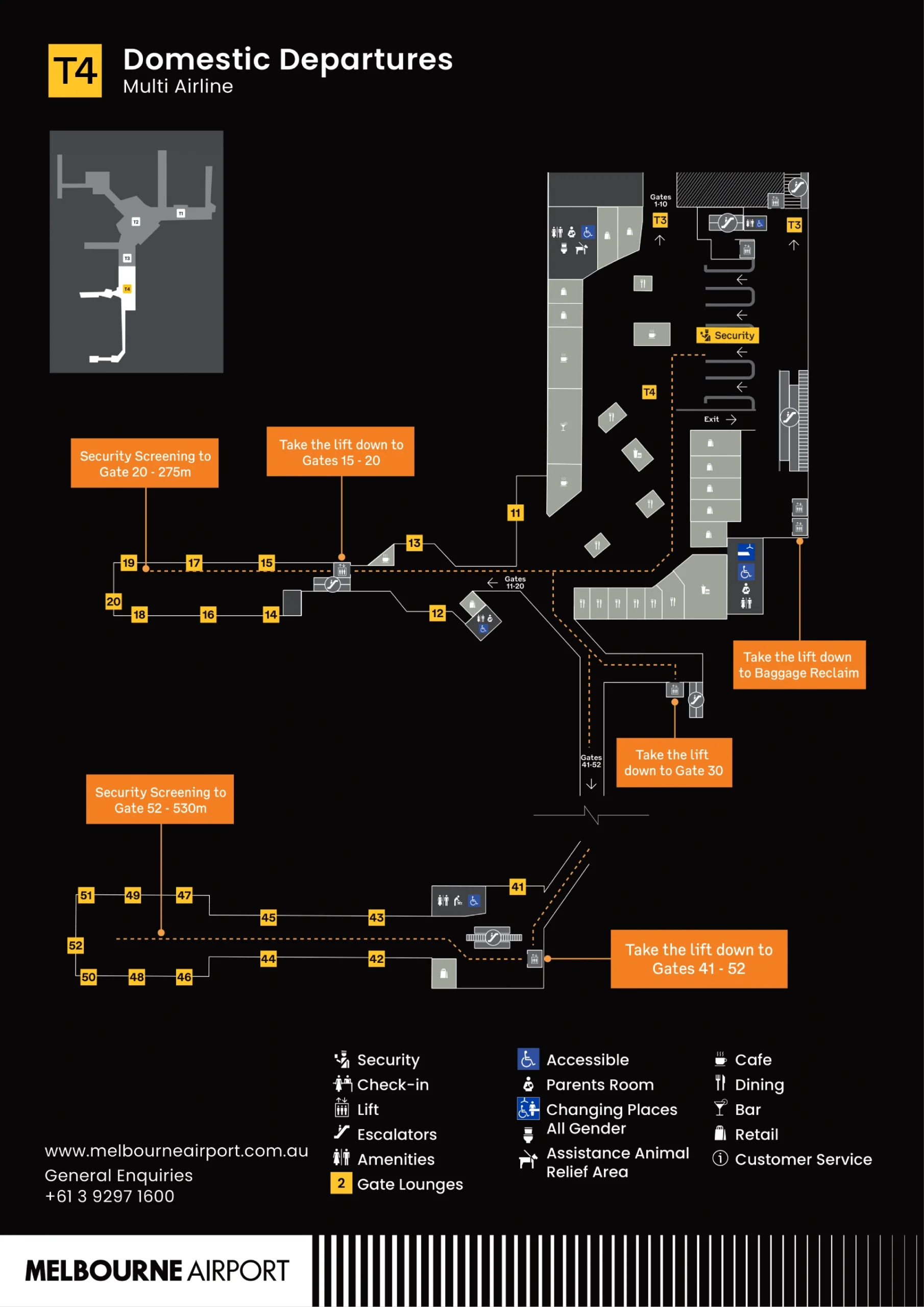 Melbourne Airport Terminal 4 Domestic Departures Map 2025