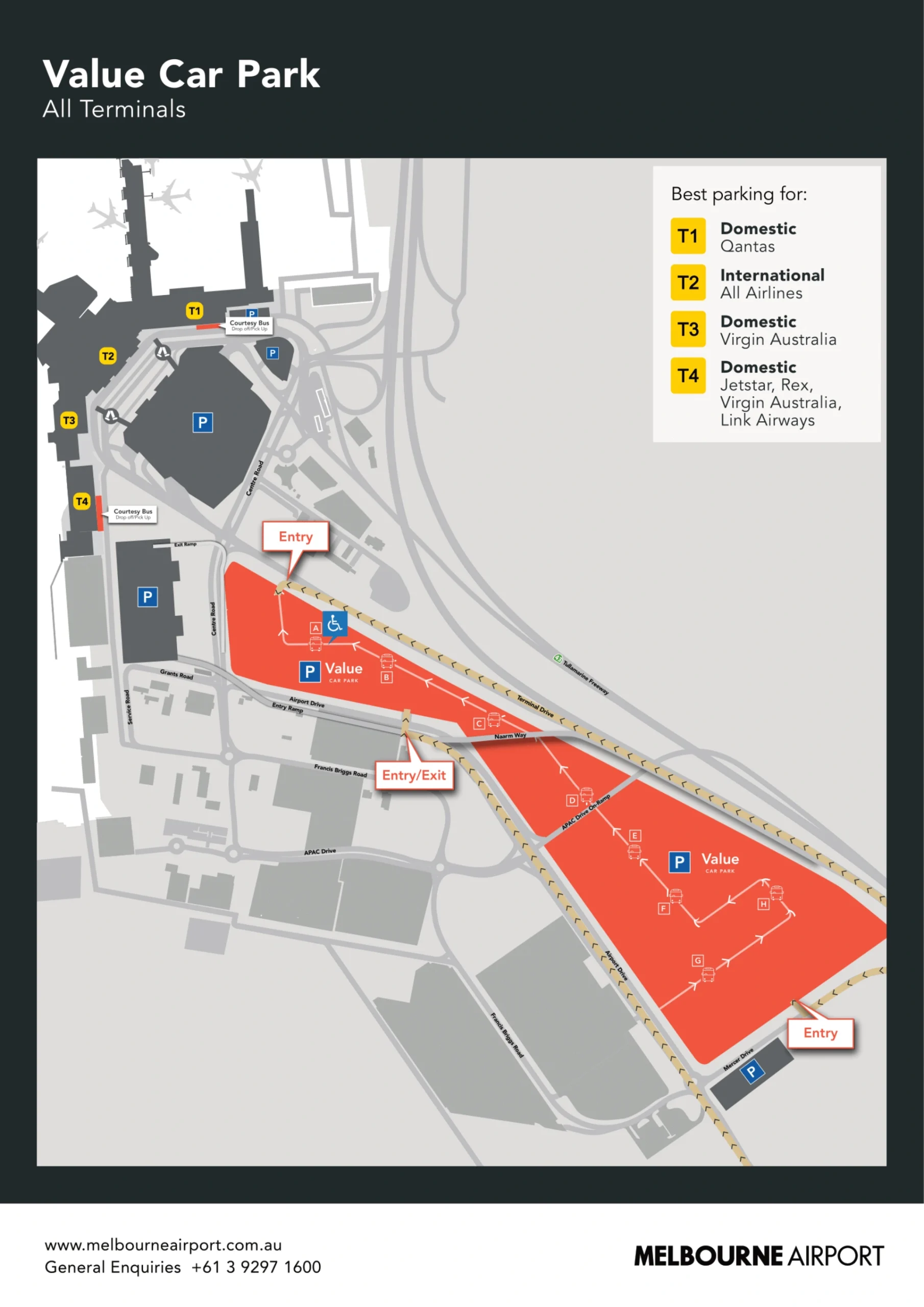 Melbourne Airport Terminal Value Car Park Map 2025