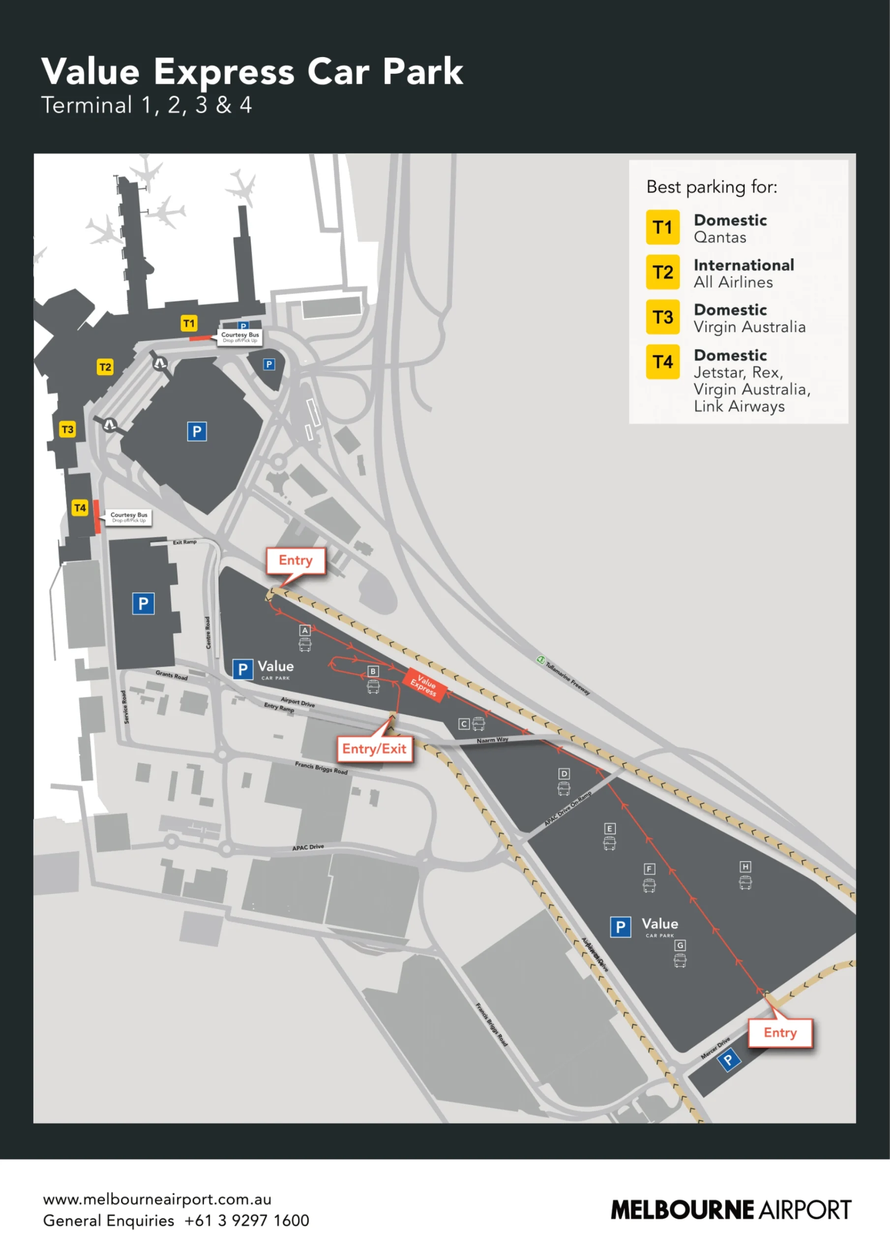 Melbourne Airport Terminal Value Express Car Park Map 2025