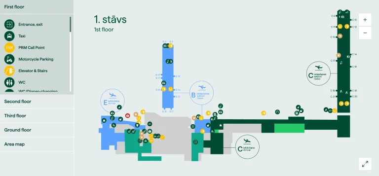Riga International Airport First Floor Map 2026