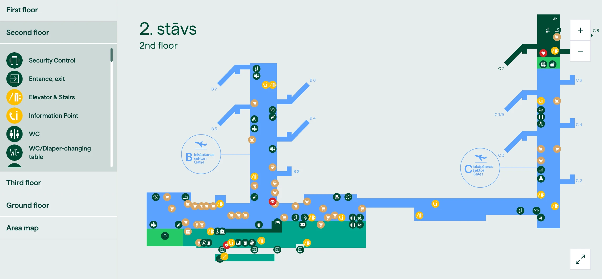 Riga International Airport Second Floor Map 2026