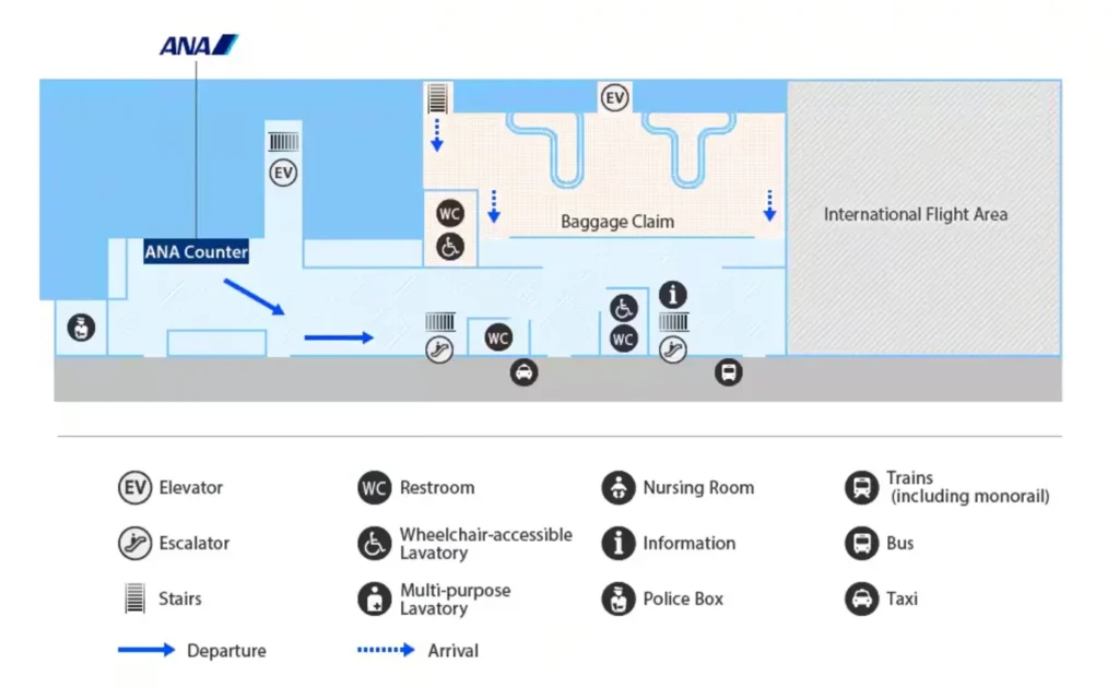 AOJ Airport Terminal - Departure and Arrival Lobby Level 1 Map 2024