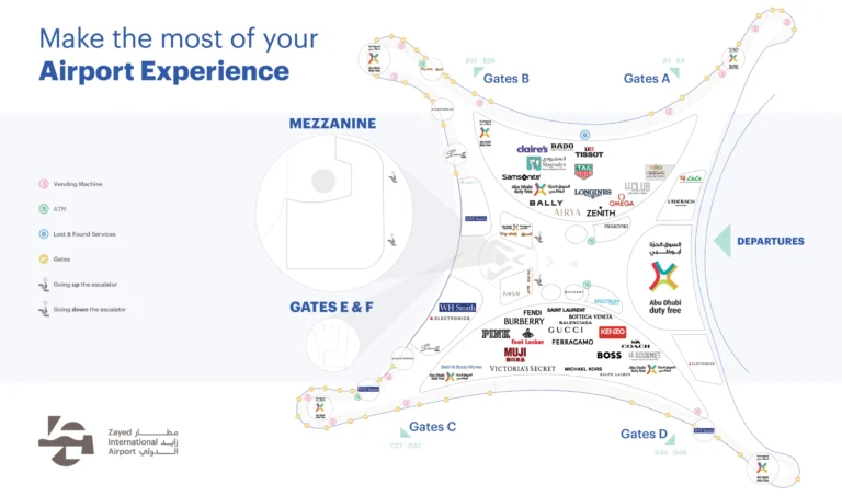 Abu Dhabi Airport Terminal A Retail Map 2025