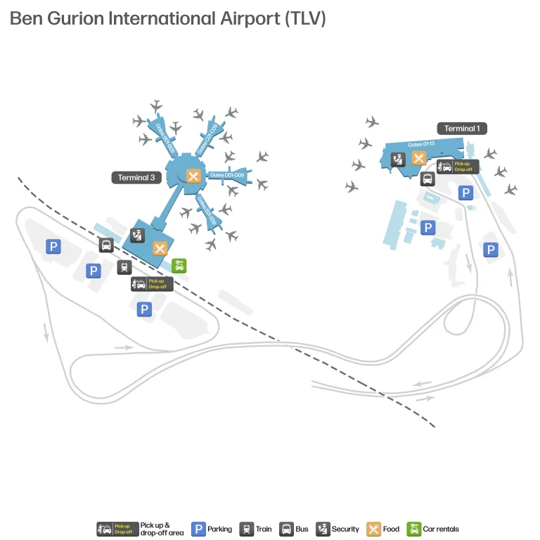 Ben Gurion International Airport Map 2025