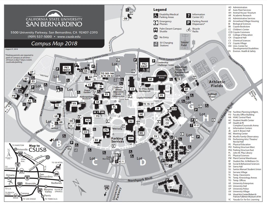 CSUSB Campus Grayscale Map 2018