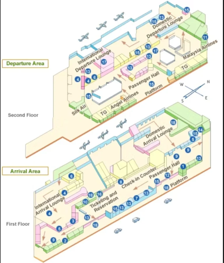 Chiang Mai Airport Terminal Arrival and Departure Map 2025