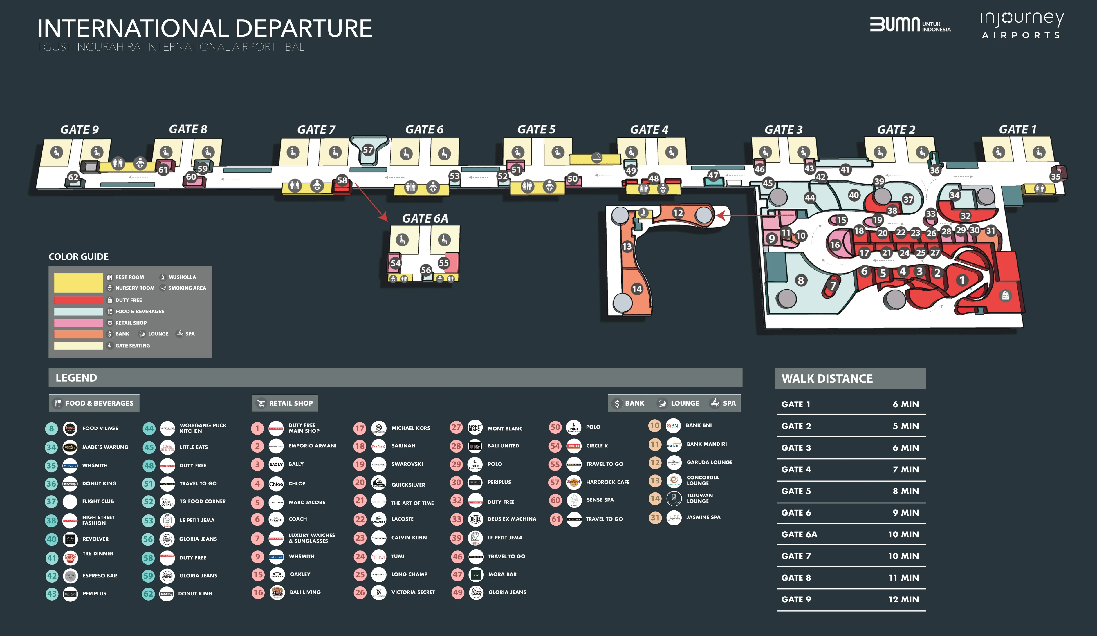 I Gusti Ngurah Rai International Airport International Terminal Departure Map 2026