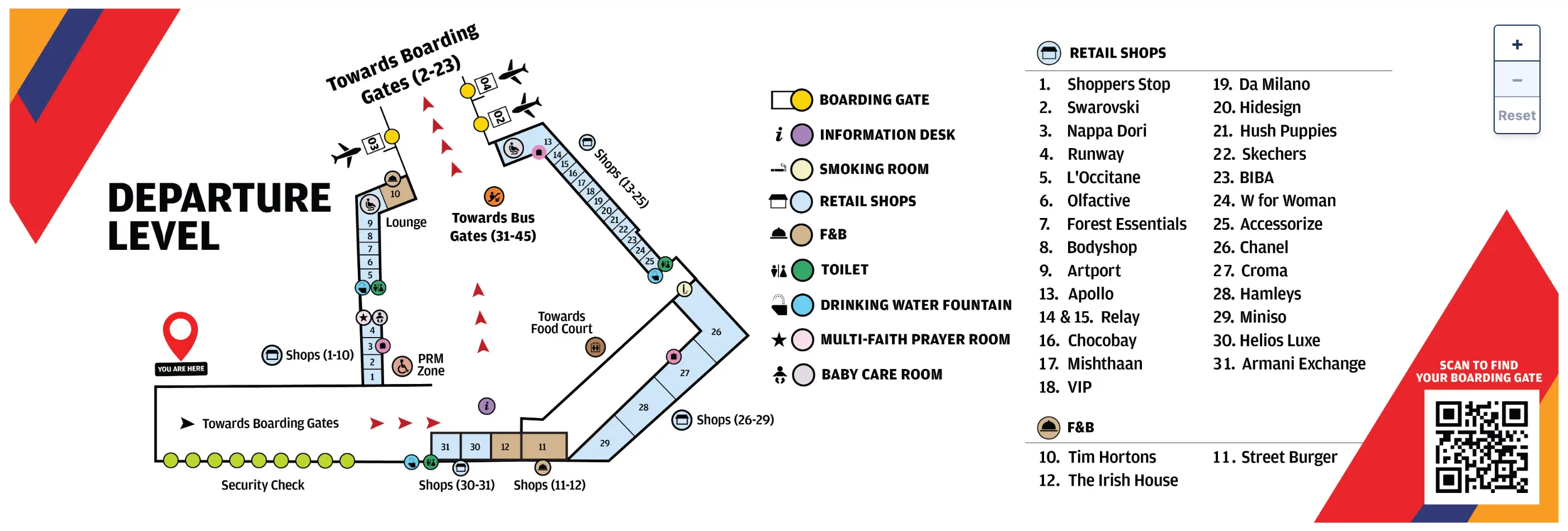 Indira Gandhi International Airport Terminal 1 Departure Level Map 2025
