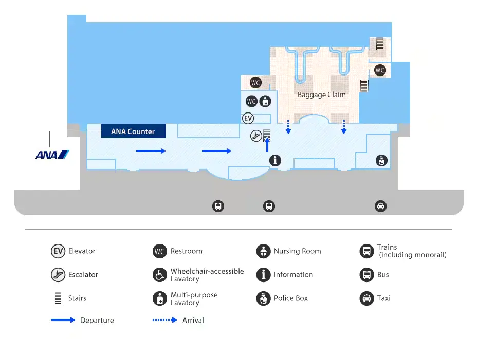 KUH Airport Terminal - Arrival Lobby Level 1 Map 2024