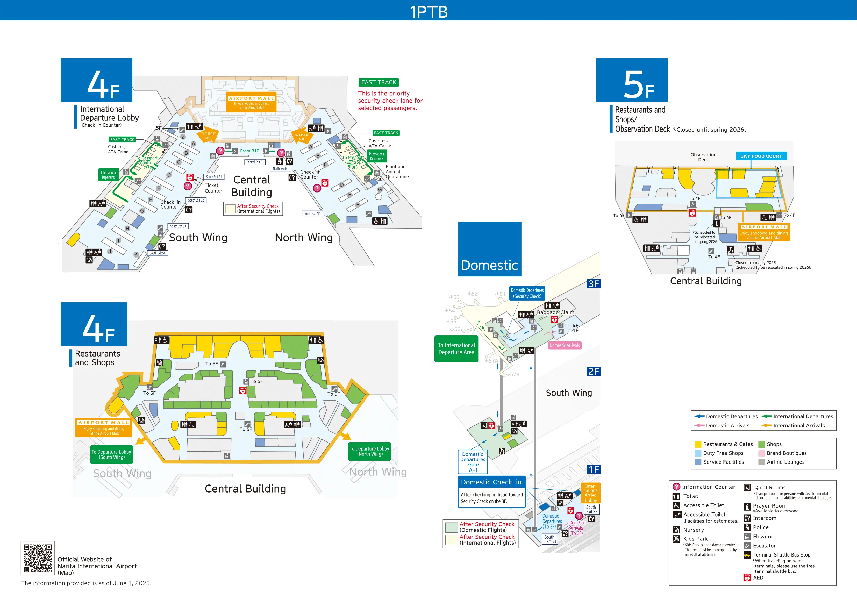 Narita International Airport Terminal 1 Level 4F 5F Map 2025