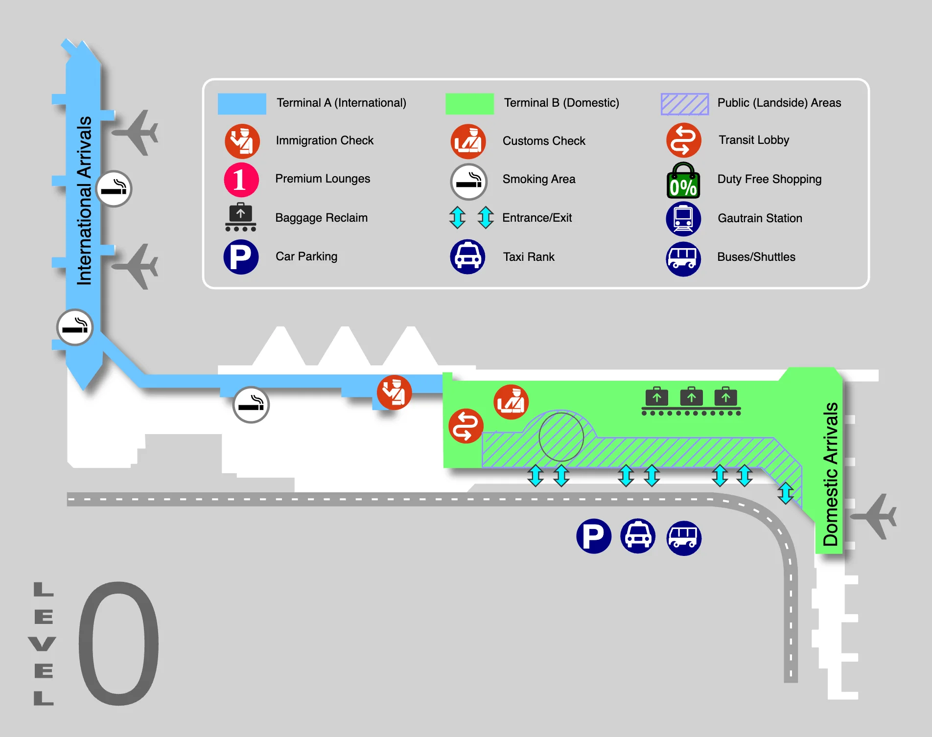 O.R. Tambo International Airport Level 0 Map 2025