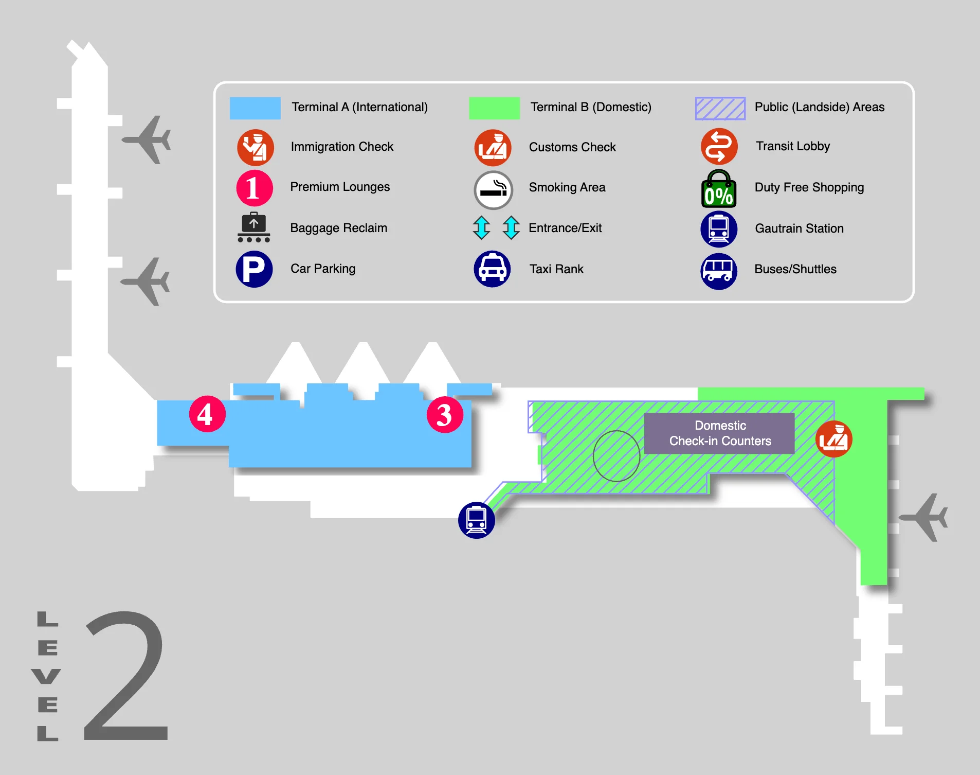 O.R. Tambo International Airport Level 2 Map 2025