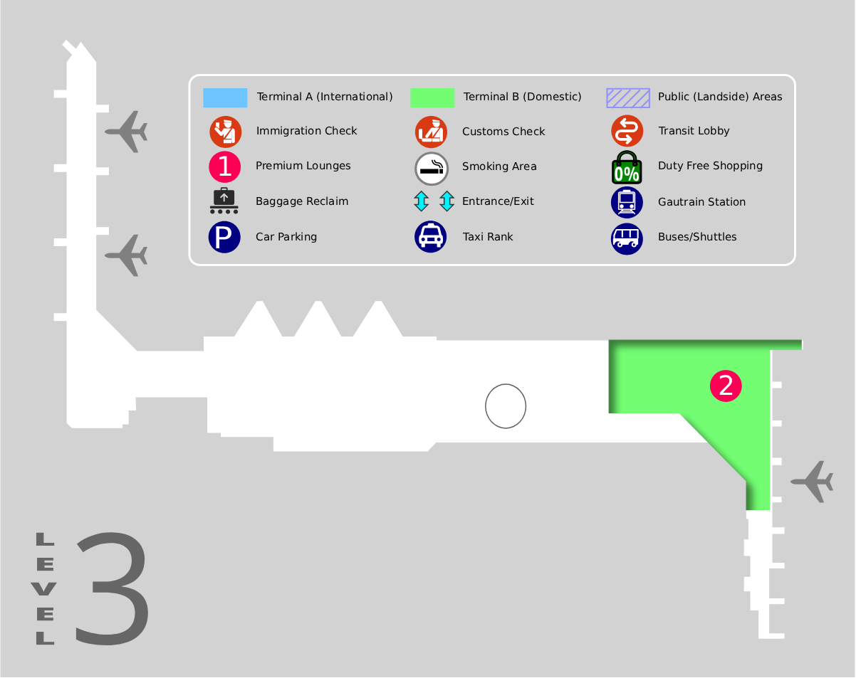 O.R. Tambo International Airport Terminal Level 3 Map 2025