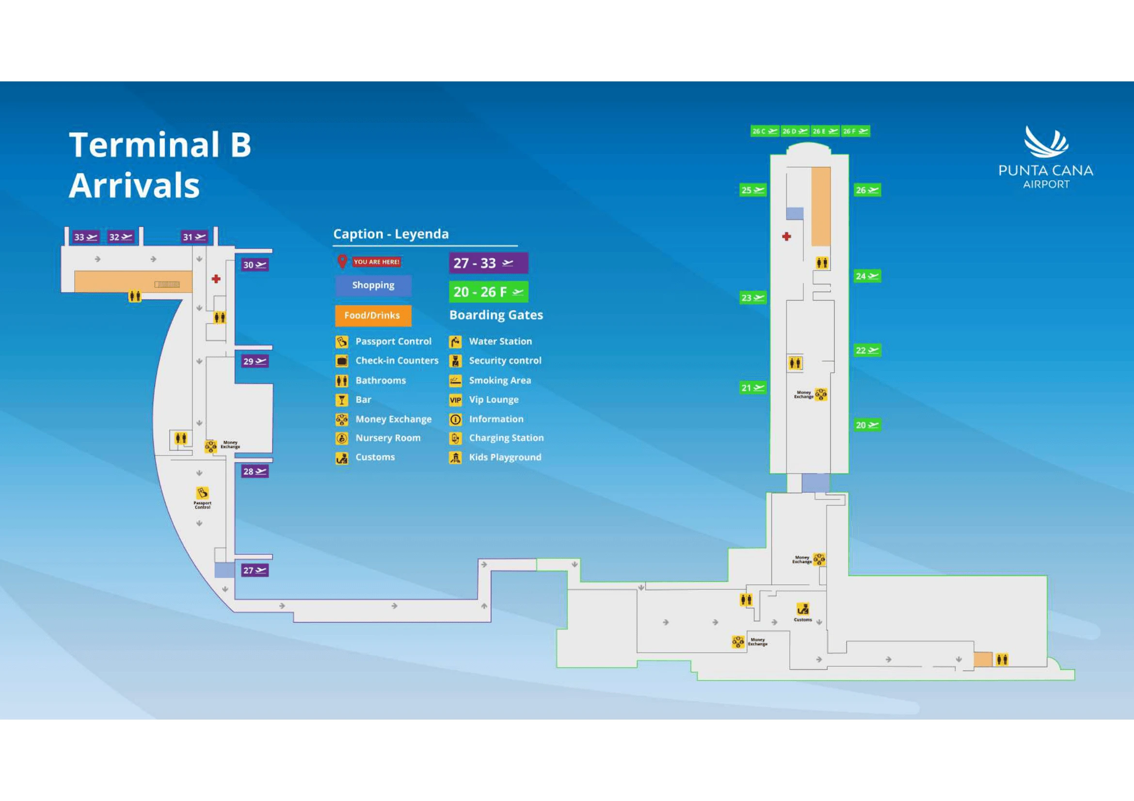 Punta Cana International Airport Terminal B Arrivals Map 2026