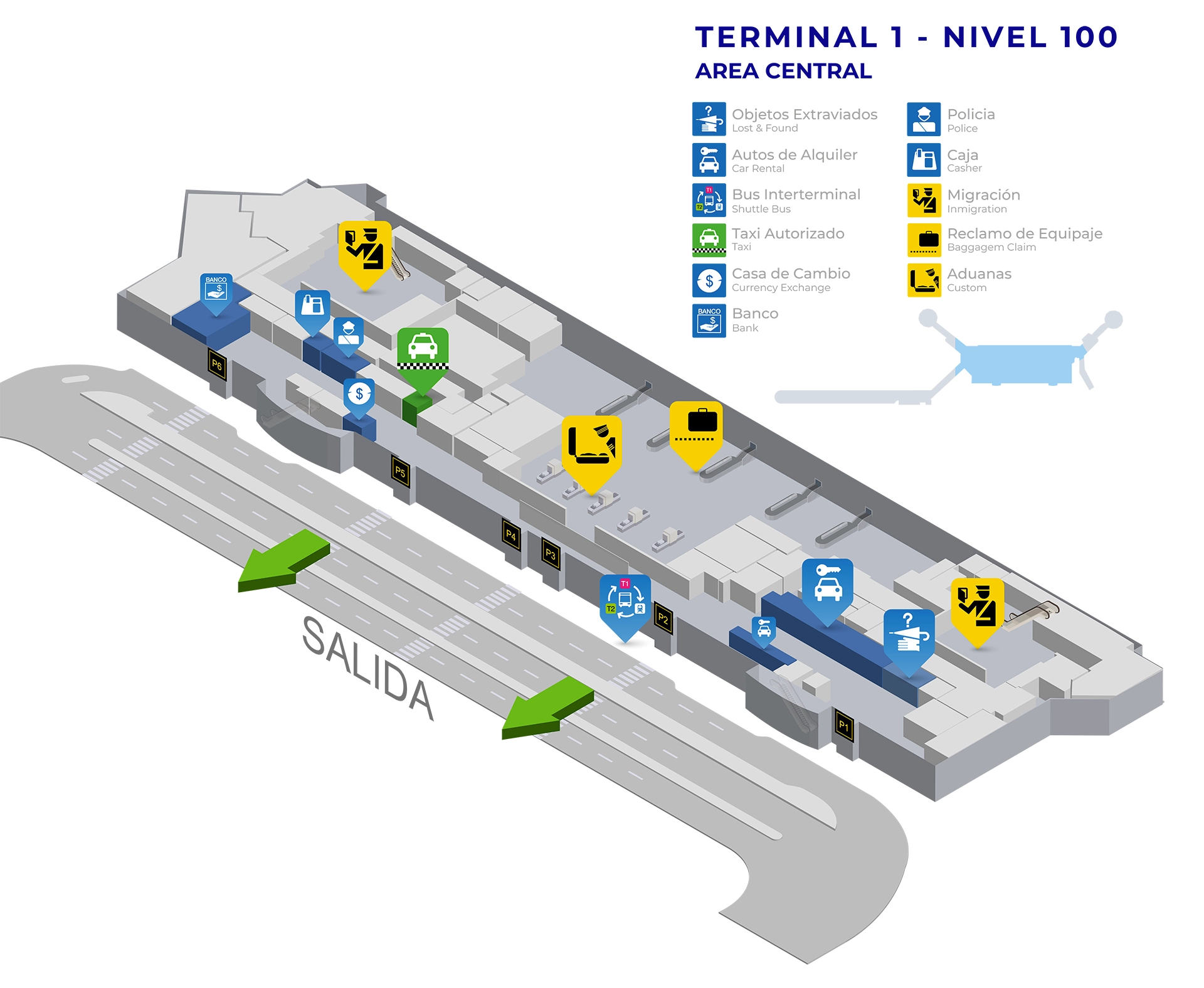 Tocumen International Airport Terminal 1 Nivel 100 Map 2025