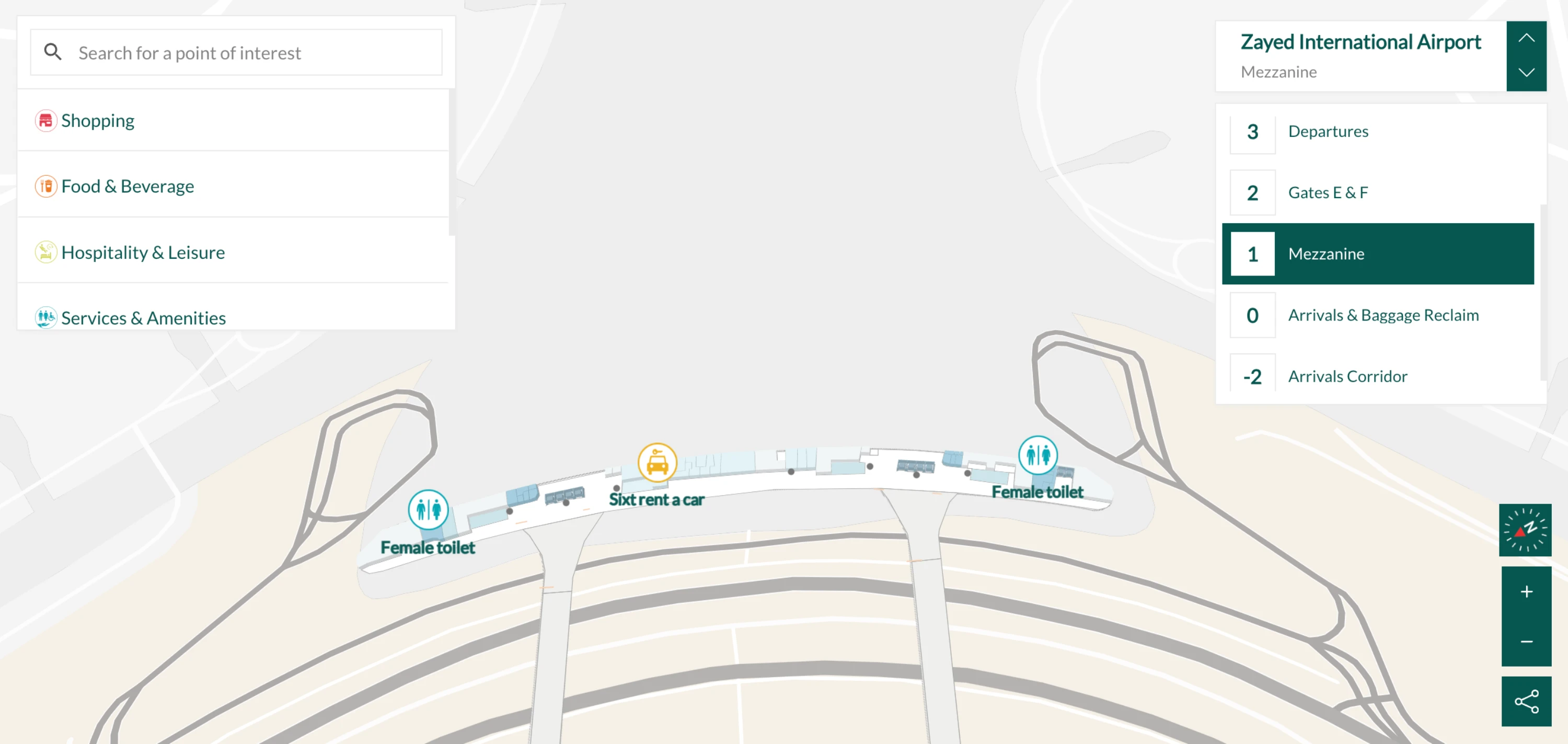 Zayed International Airport Level 1 Mezzanine Map 2026