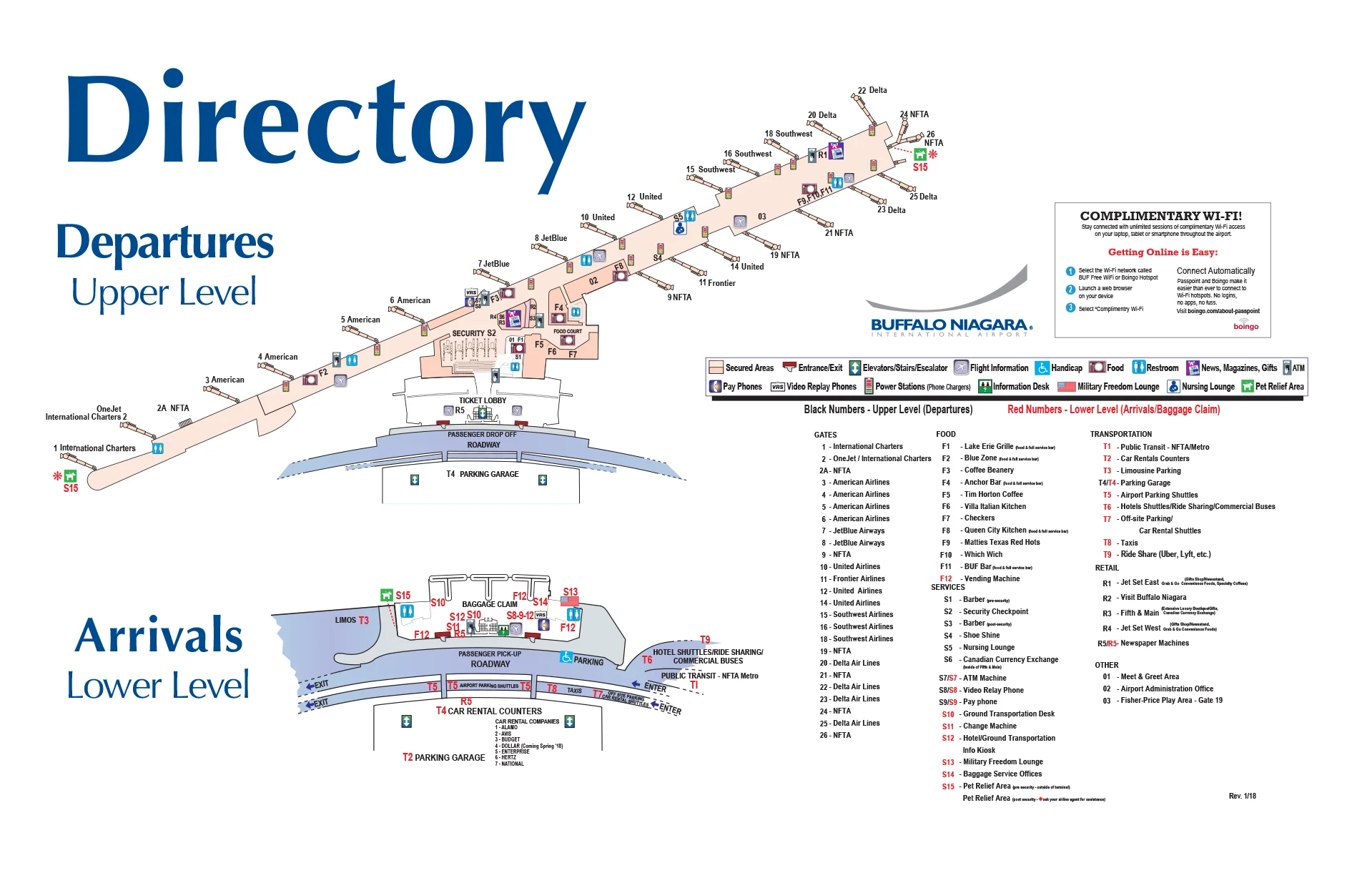 Buffalo Niagara International Airport Map 2018