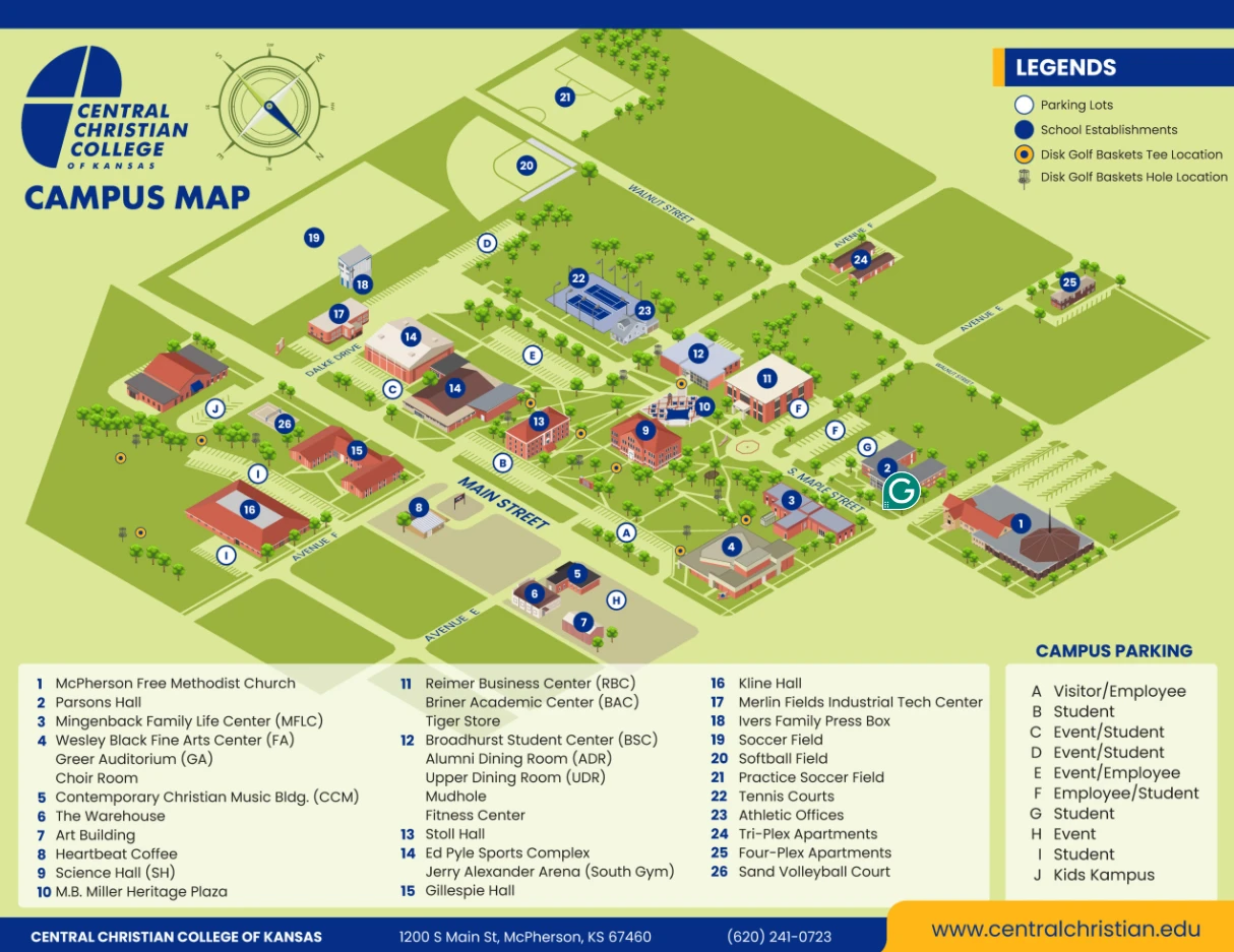 Central Christian College of Kansas Campus Map All Maps