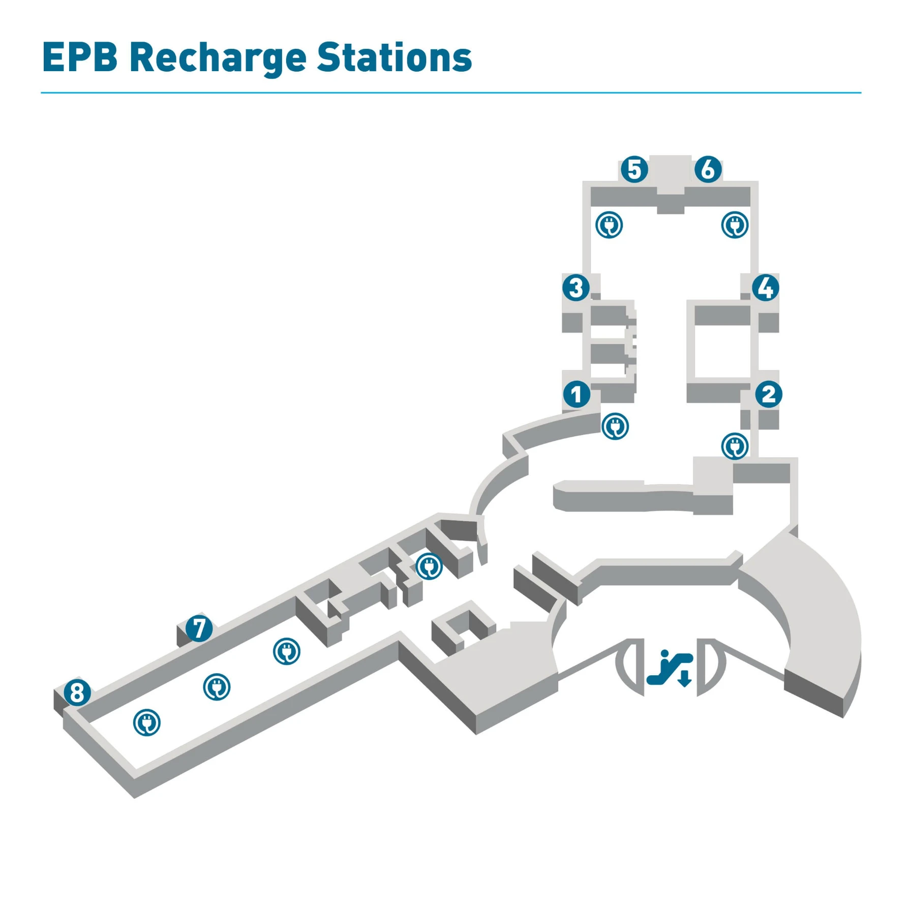 CHA Airport Terminal EPB Recharge Stations Map 2024
