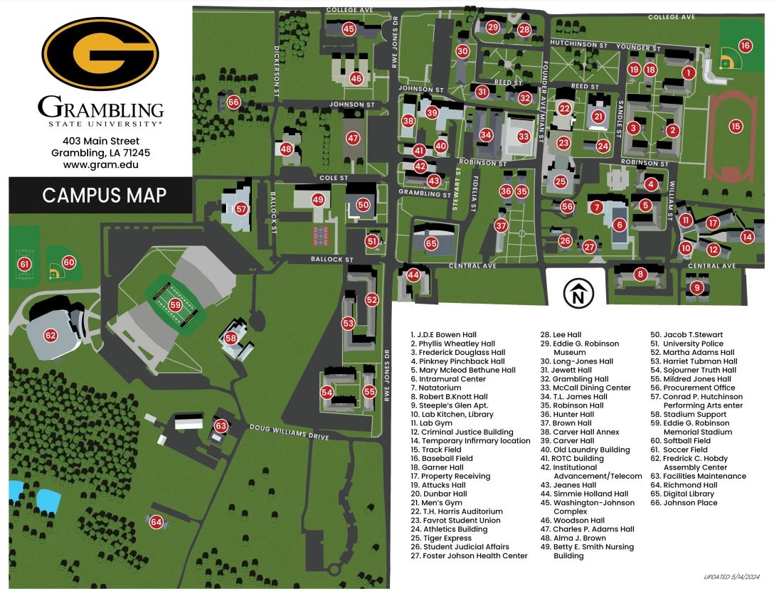 Grambling State University Campus Map - GSU 2024