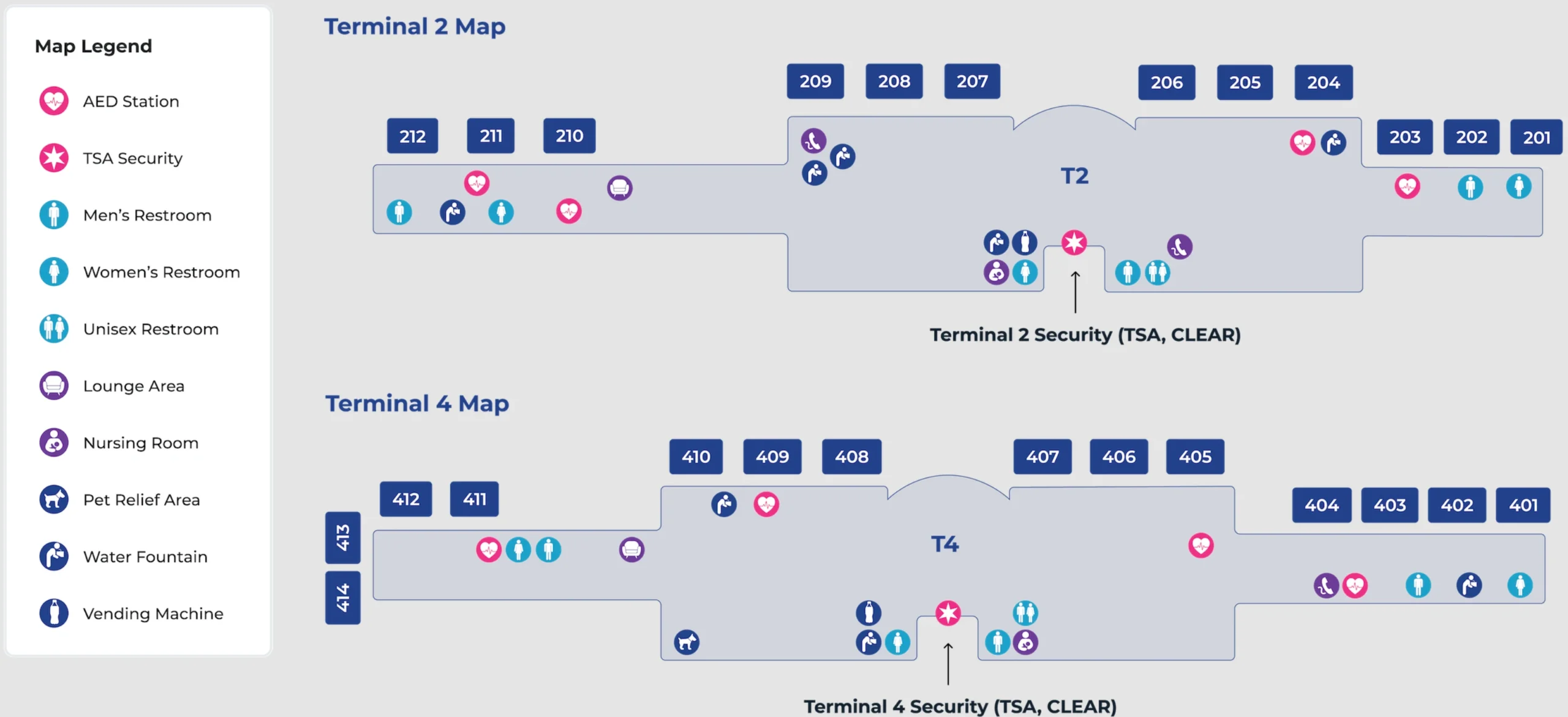 Ontario Airport Terminal 2 and 4 Gates Map 2024