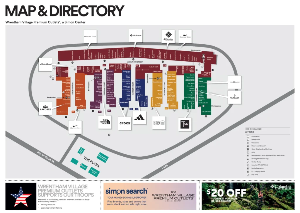 Wrentham Village Premium Outlets Mall Map All Maps