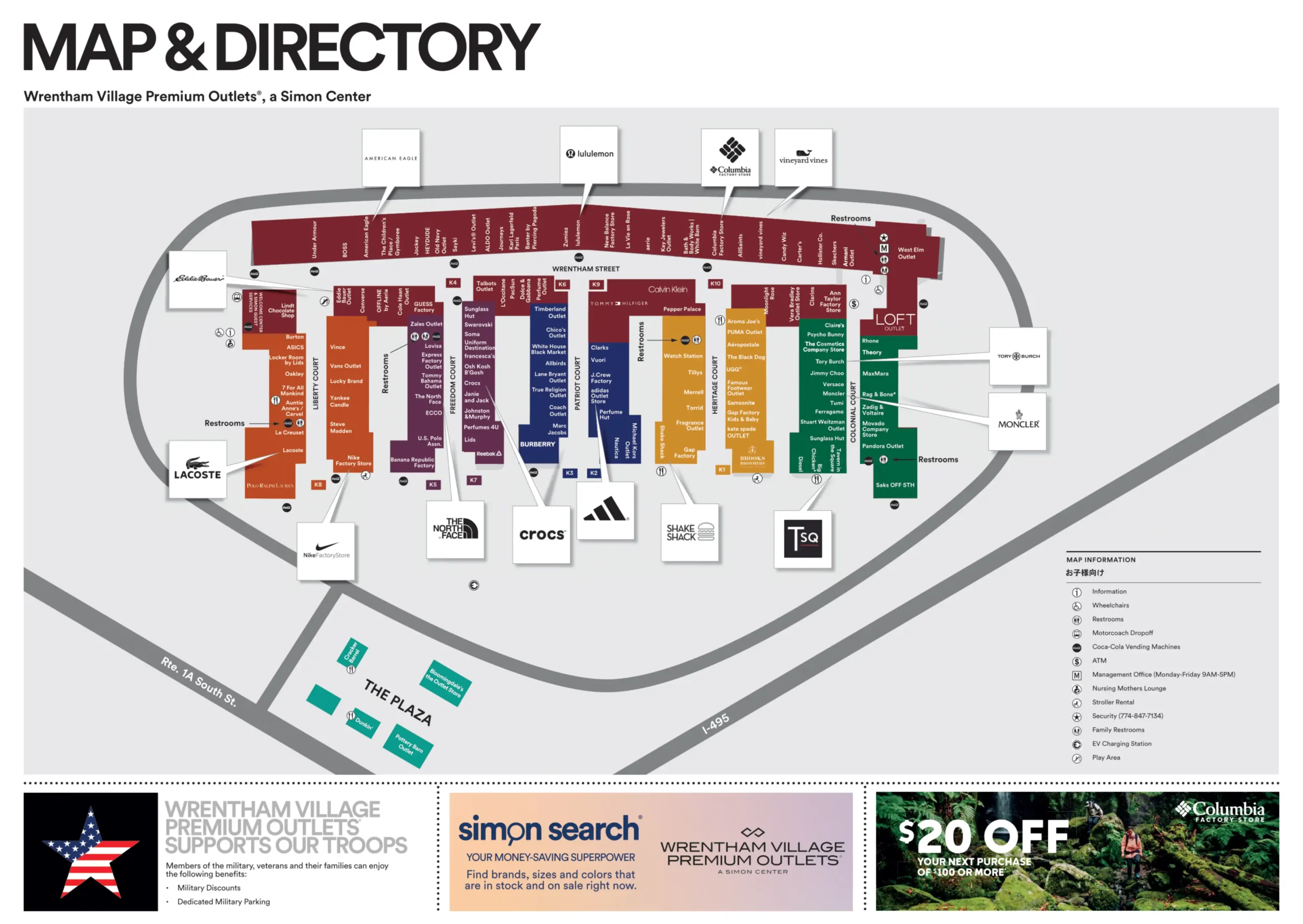 Wrentham Village Premium Outlets Mall Map All Maps