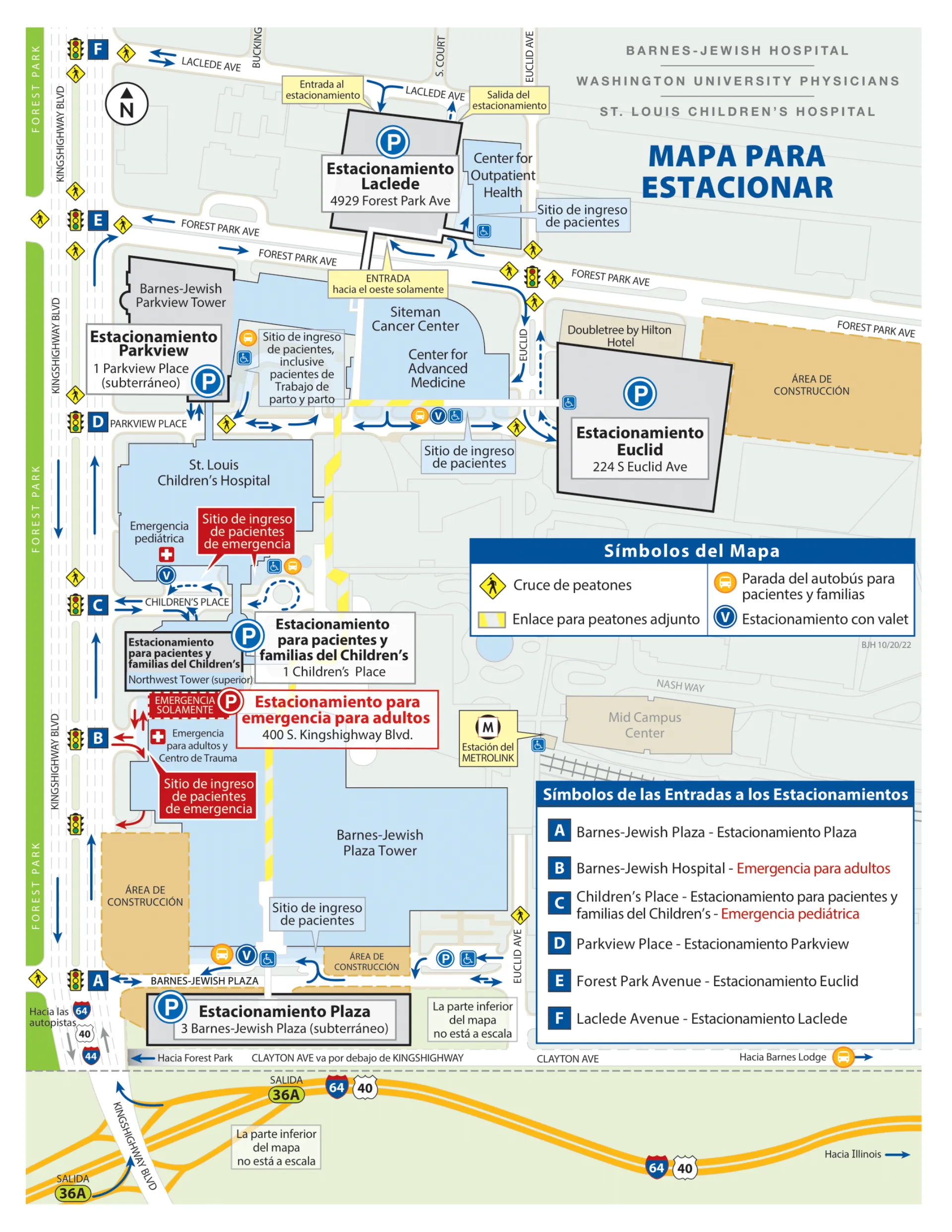 Barnes-Jewish Hospital Parking Map Spanish 2022