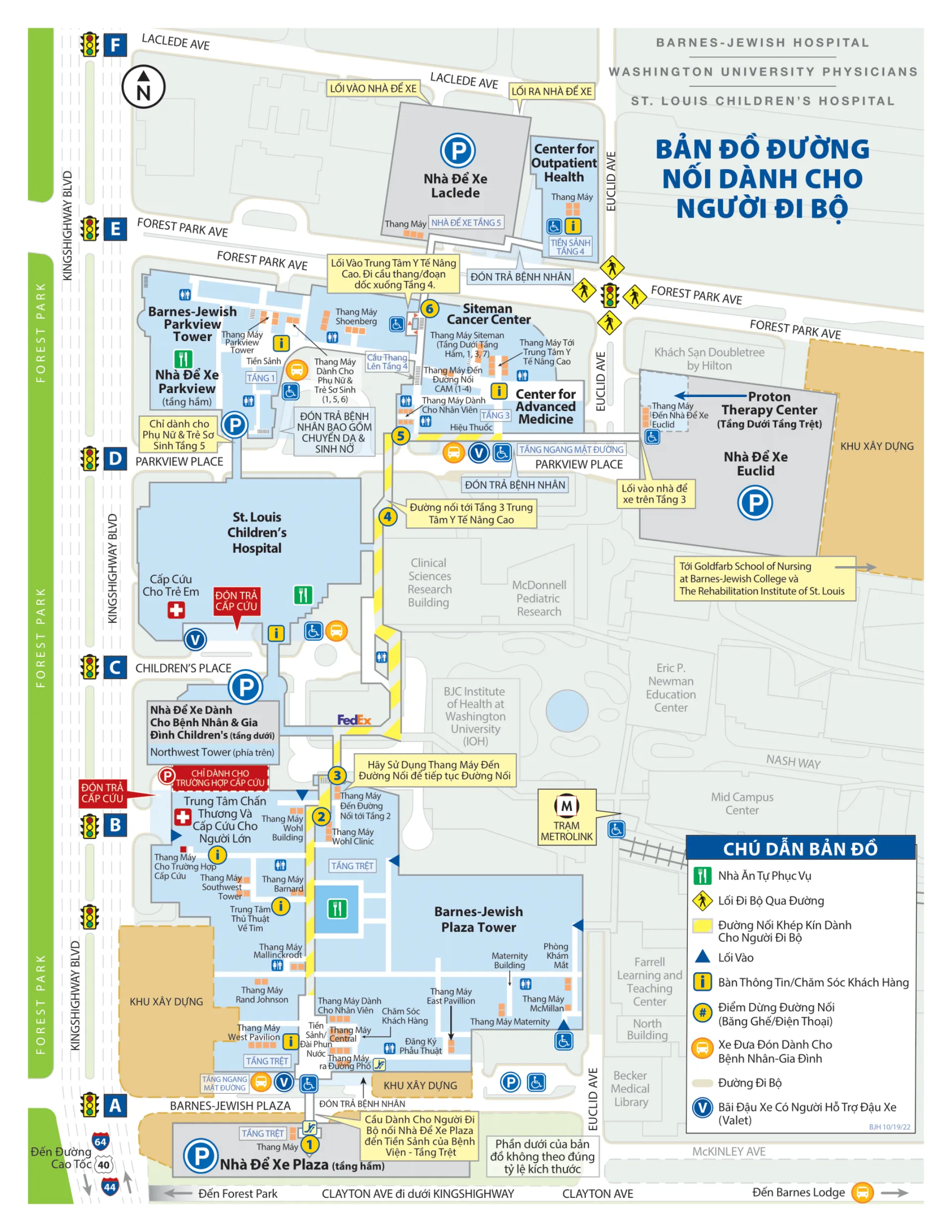 Barnes-Jewish Hospital Pedestrian Link Map Vietnamese 2022