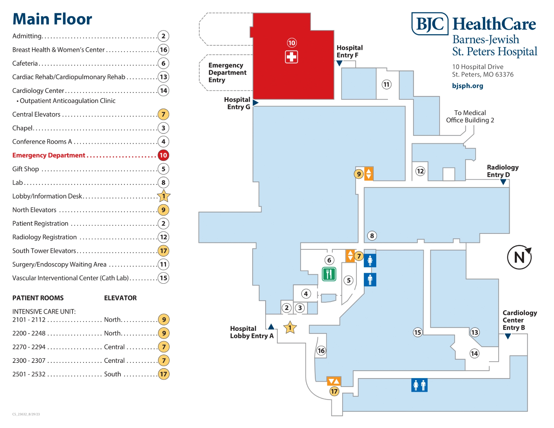 Barnes-Jewish Hospital St. Peters Main Floor Map 2023