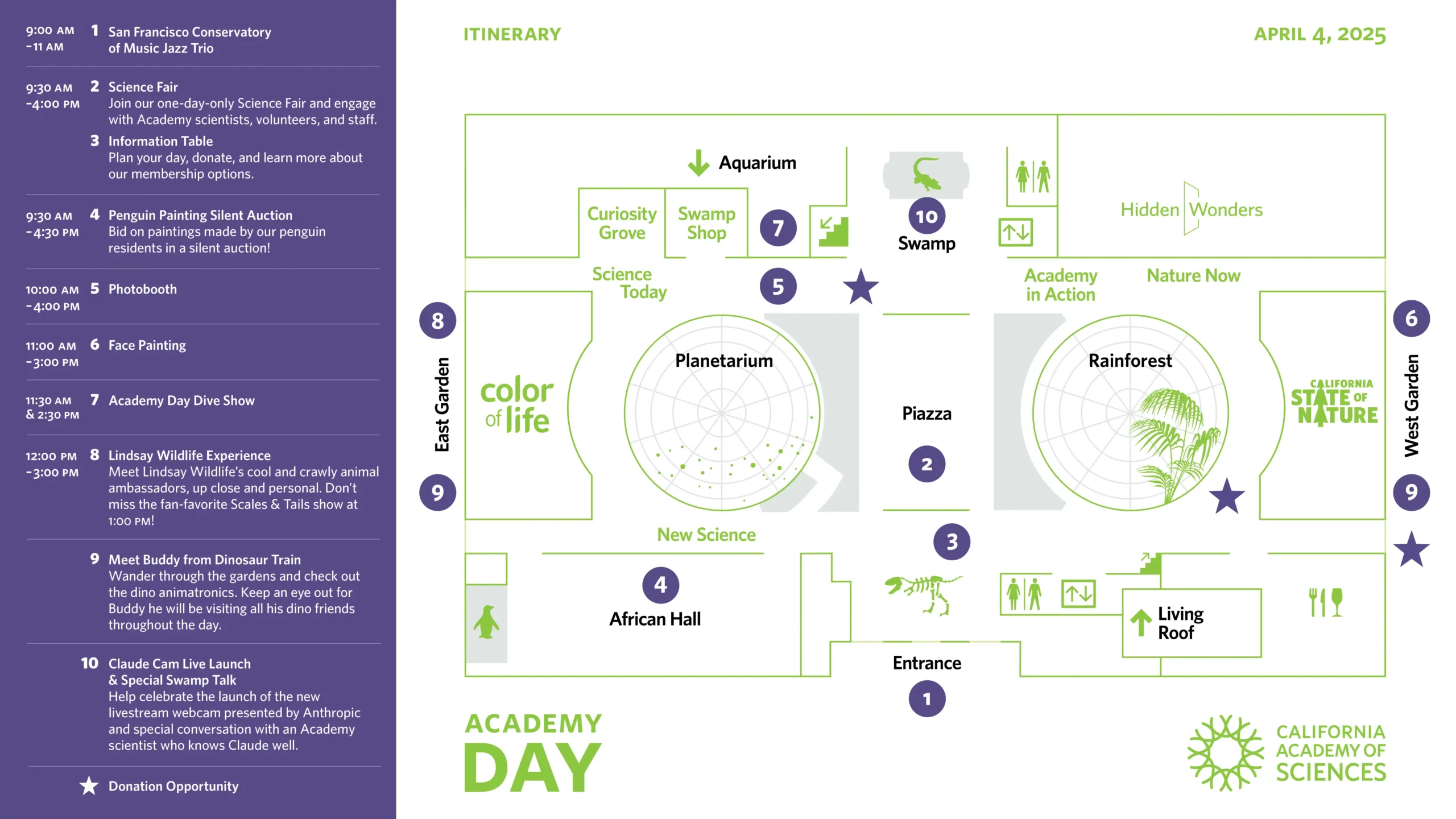 California Academy of Sciences Museum Academy Day Map 2025