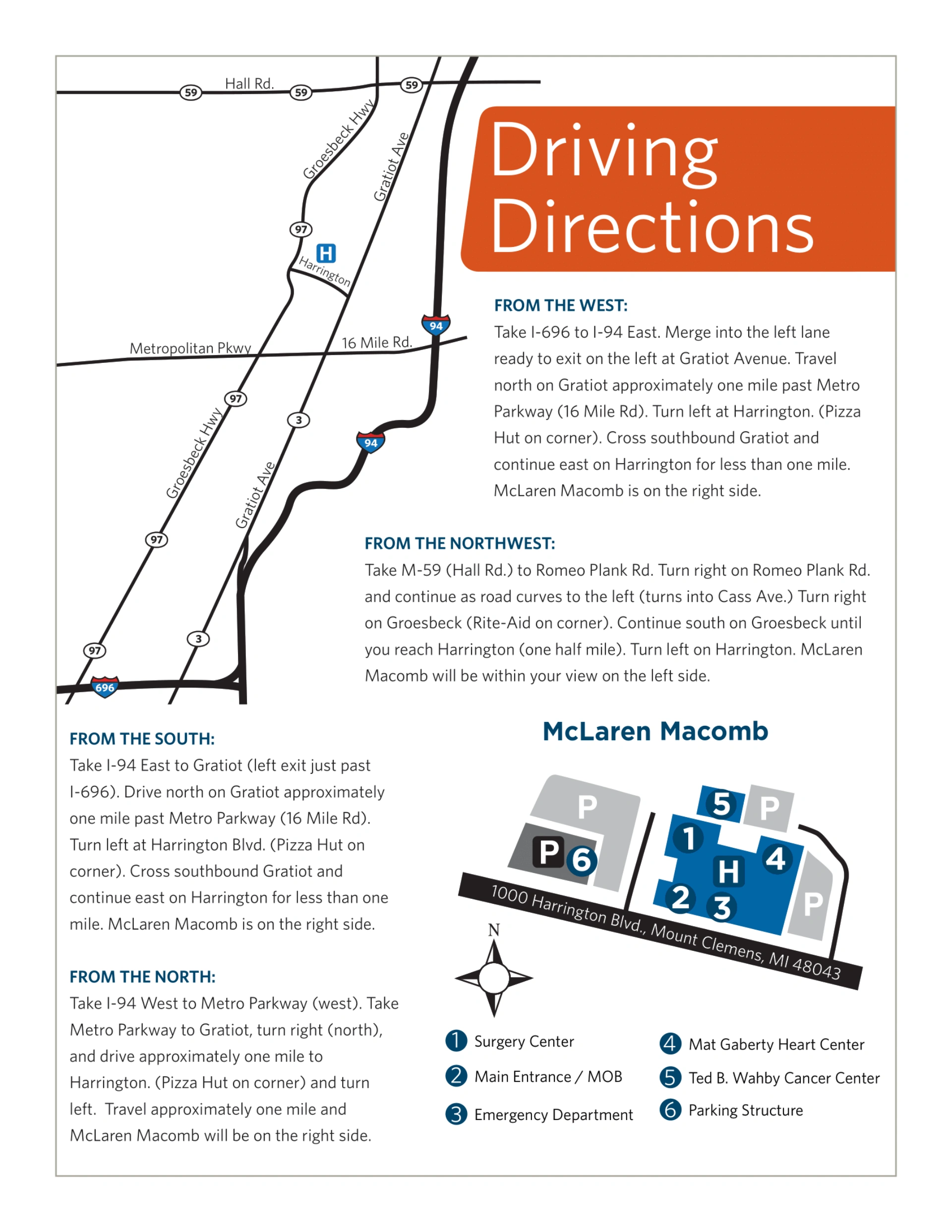 McLaren Macomb Hospital Driving Campus Map 2015