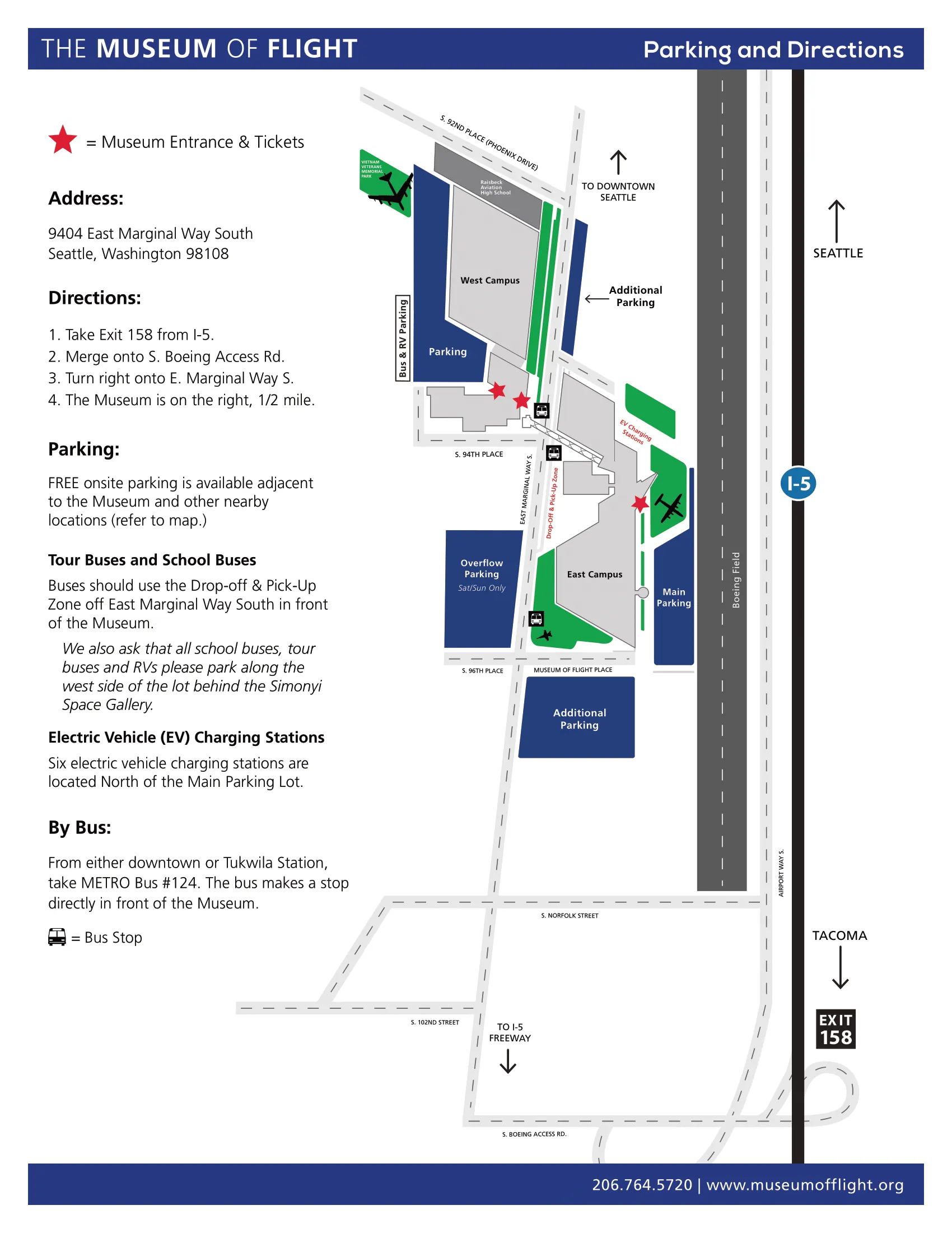 Museum of Flight Parking and Direction Map 2025-1