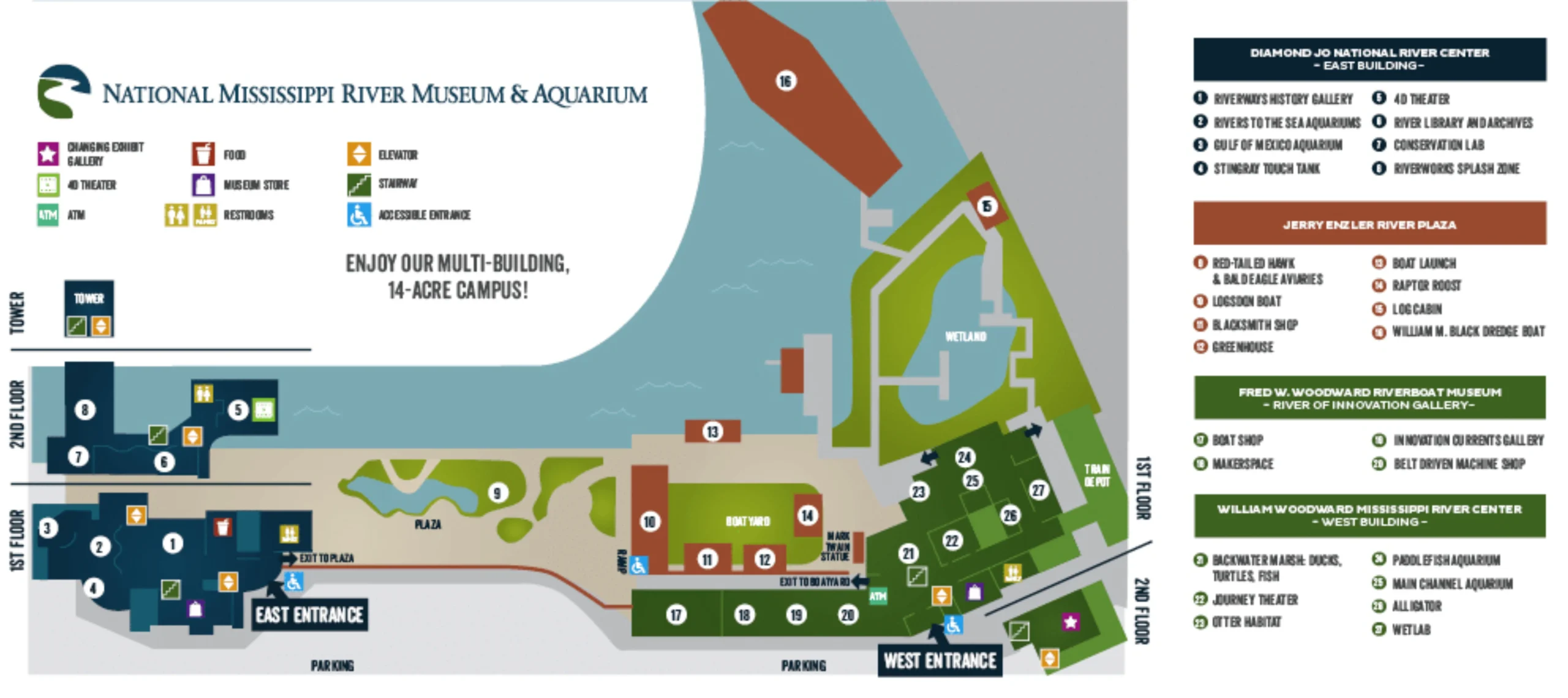 National Mississippi River Museum & Aquarium Map 2022