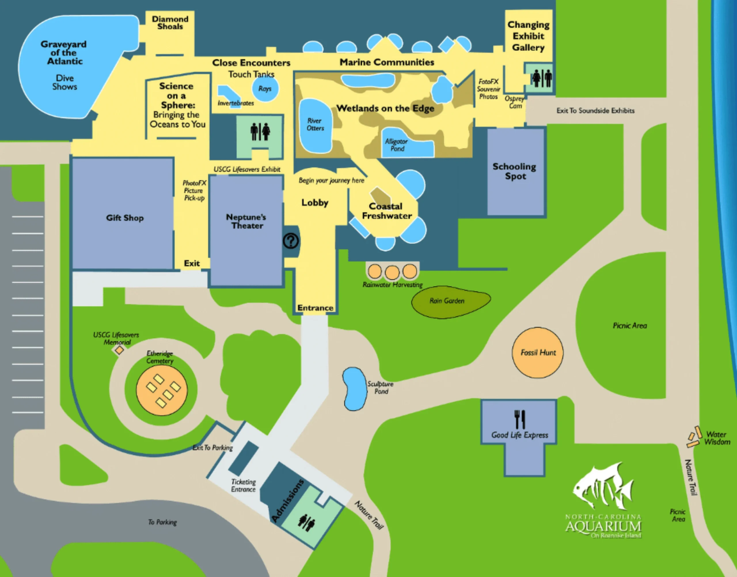 North Carolina Aquariums Roanoke Island Map 2015