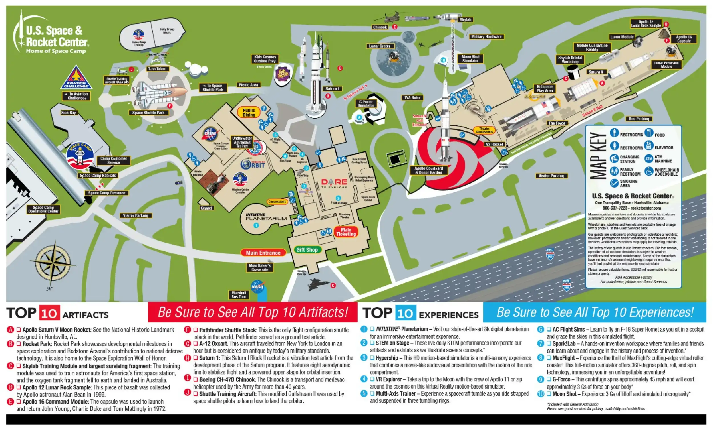 U.S. Space and Rocket Center Museum Map 2021