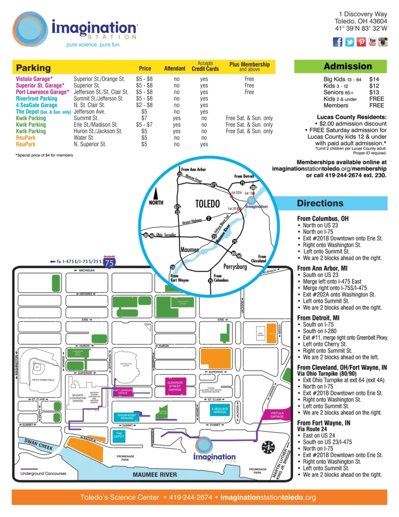 Imagination Station Museum Parking Map 2020-1