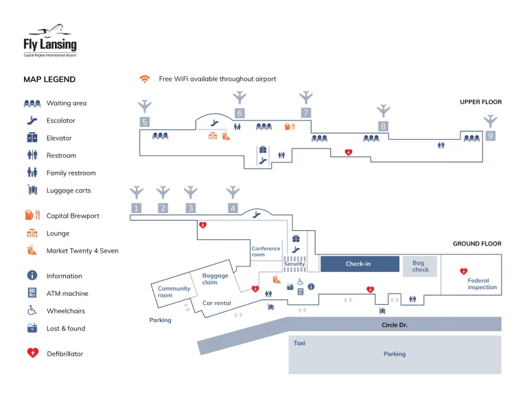 Capital Region International Airport Terminal Map 2025-2023