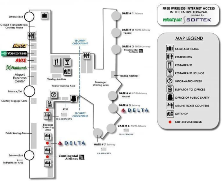 Erie International Airport Terminal Map 2025-2020