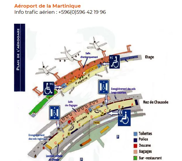 Martinique Aimé Césaire International Airport Terminal First Floor Map 2025-2019