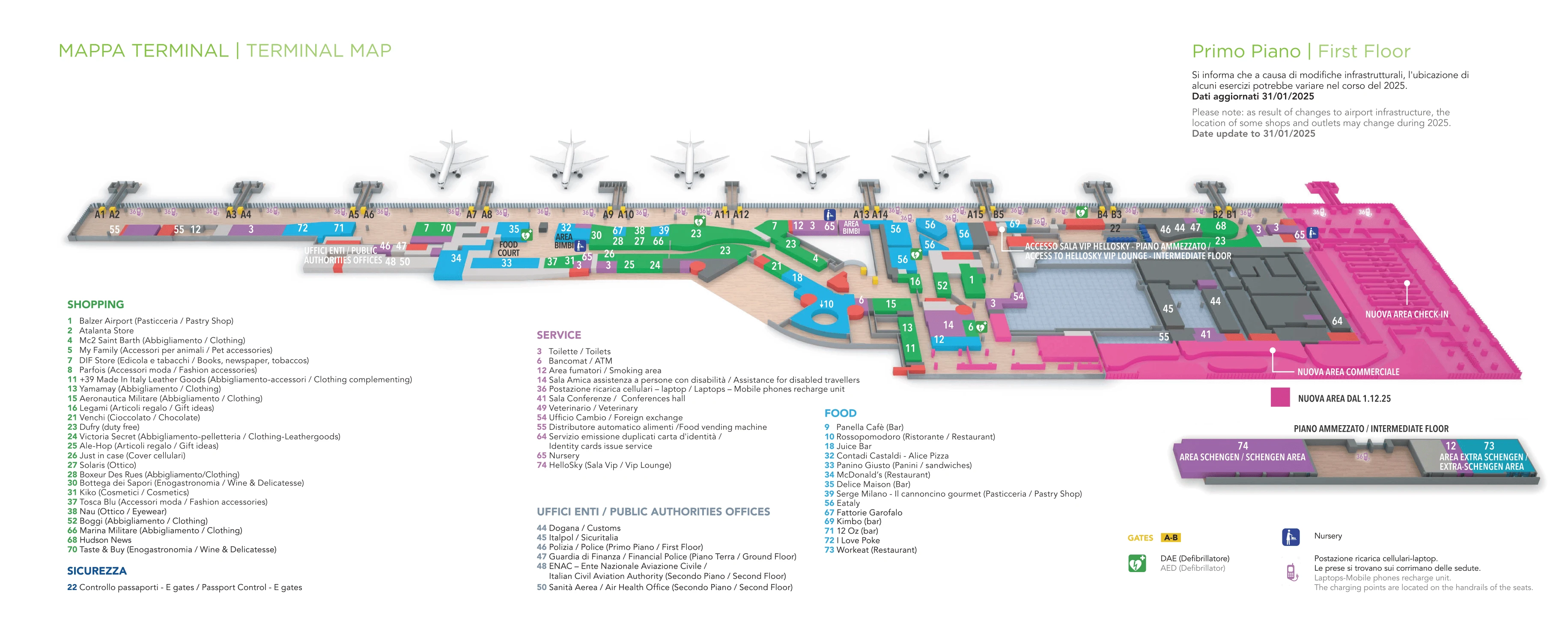Milan Bergamo Airport First Floor Map 2026