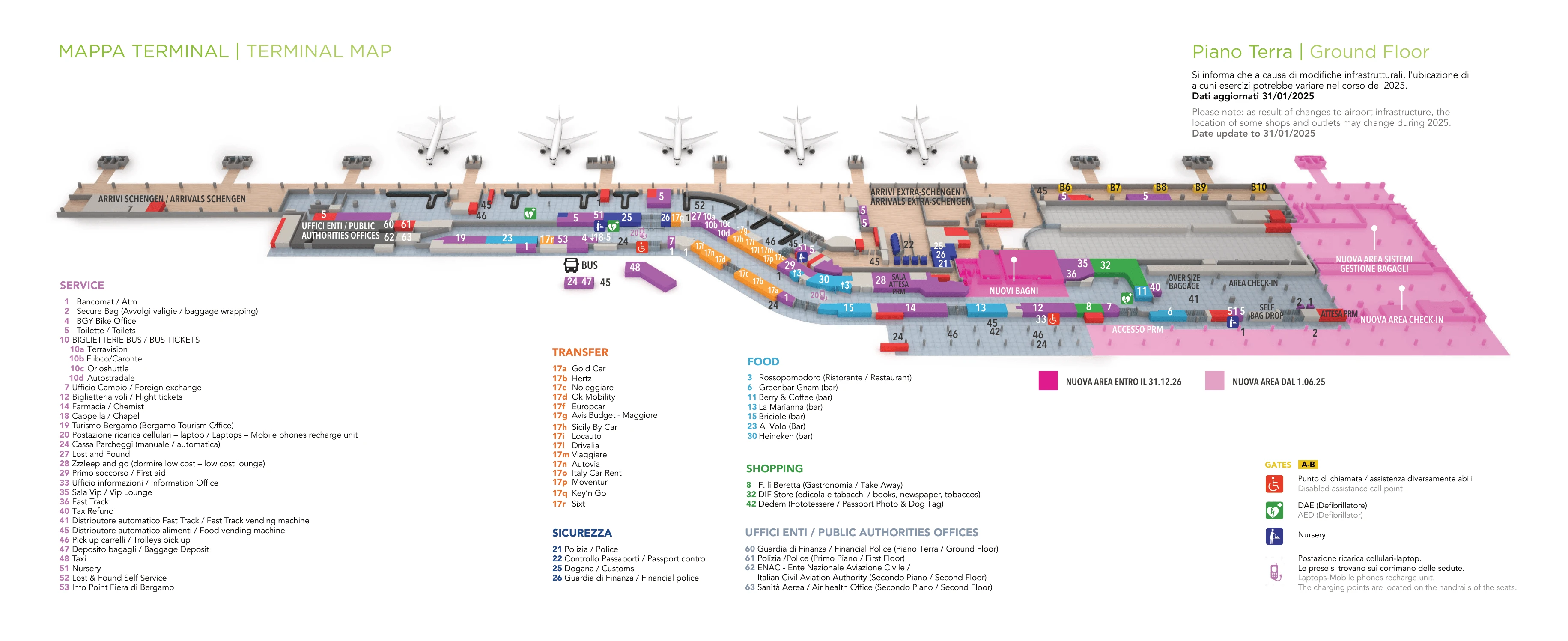 Milan Bergamo Airport Ground Floor Map 2026