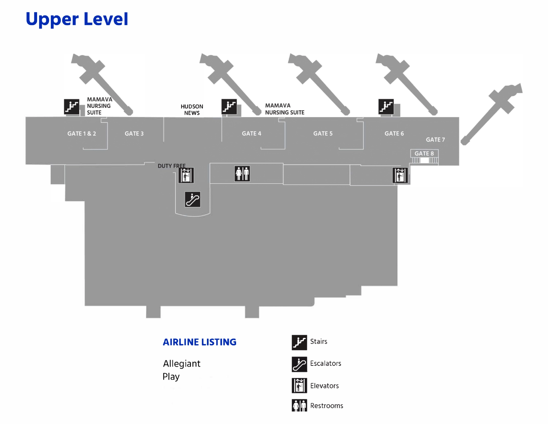New York Stewart International Airport Terminal Upper Level Map 2025
