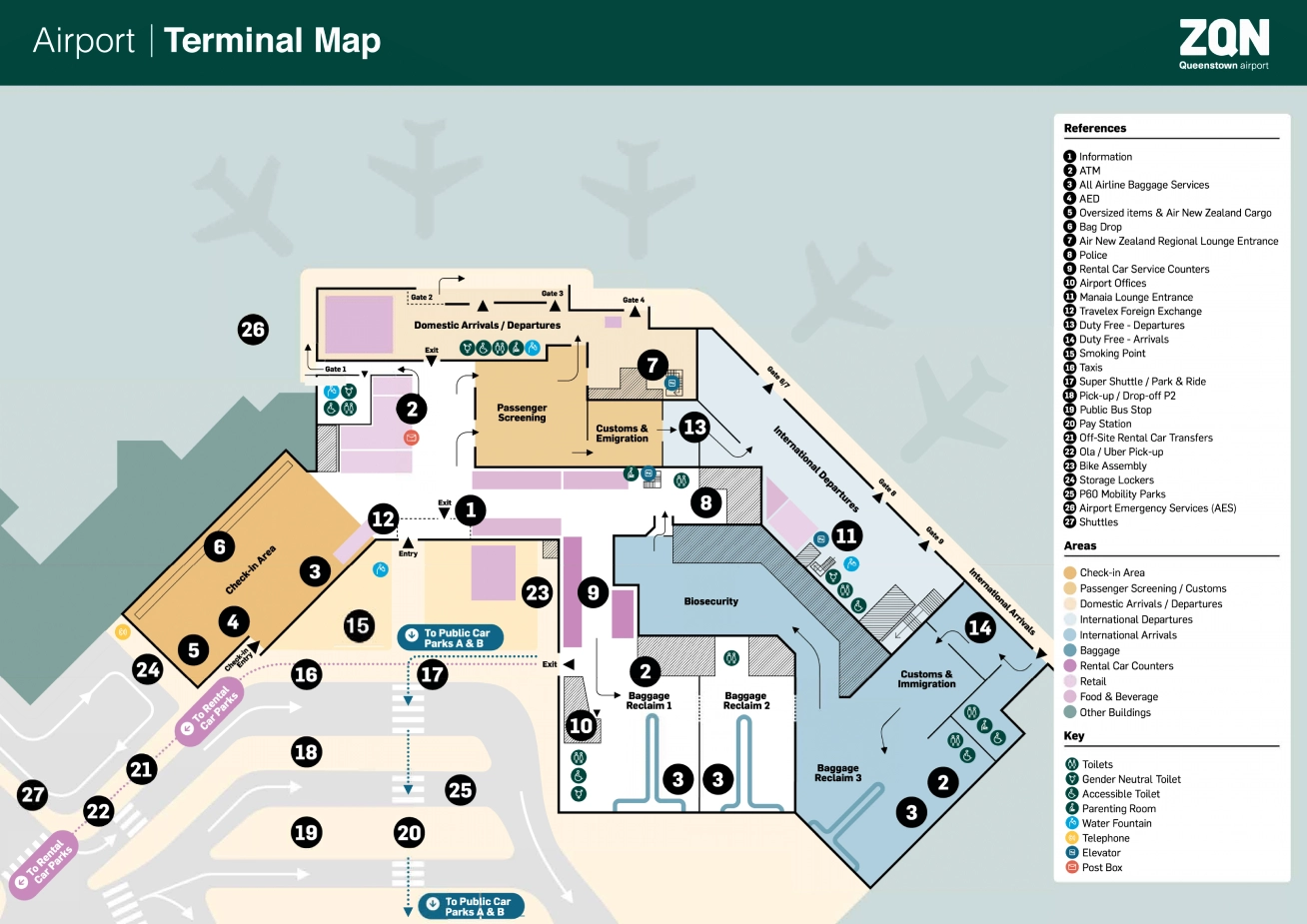 Queenstown International Airport Terminal Map 2025-2024
