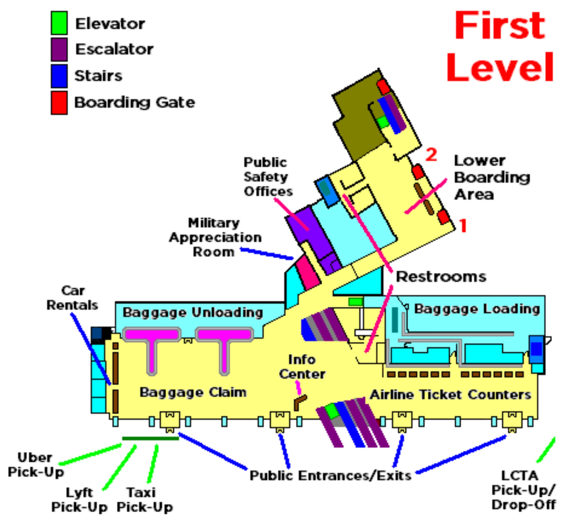 Wilkes Barre Scranton International Airport Terminal Level 1 Map 2025-2019